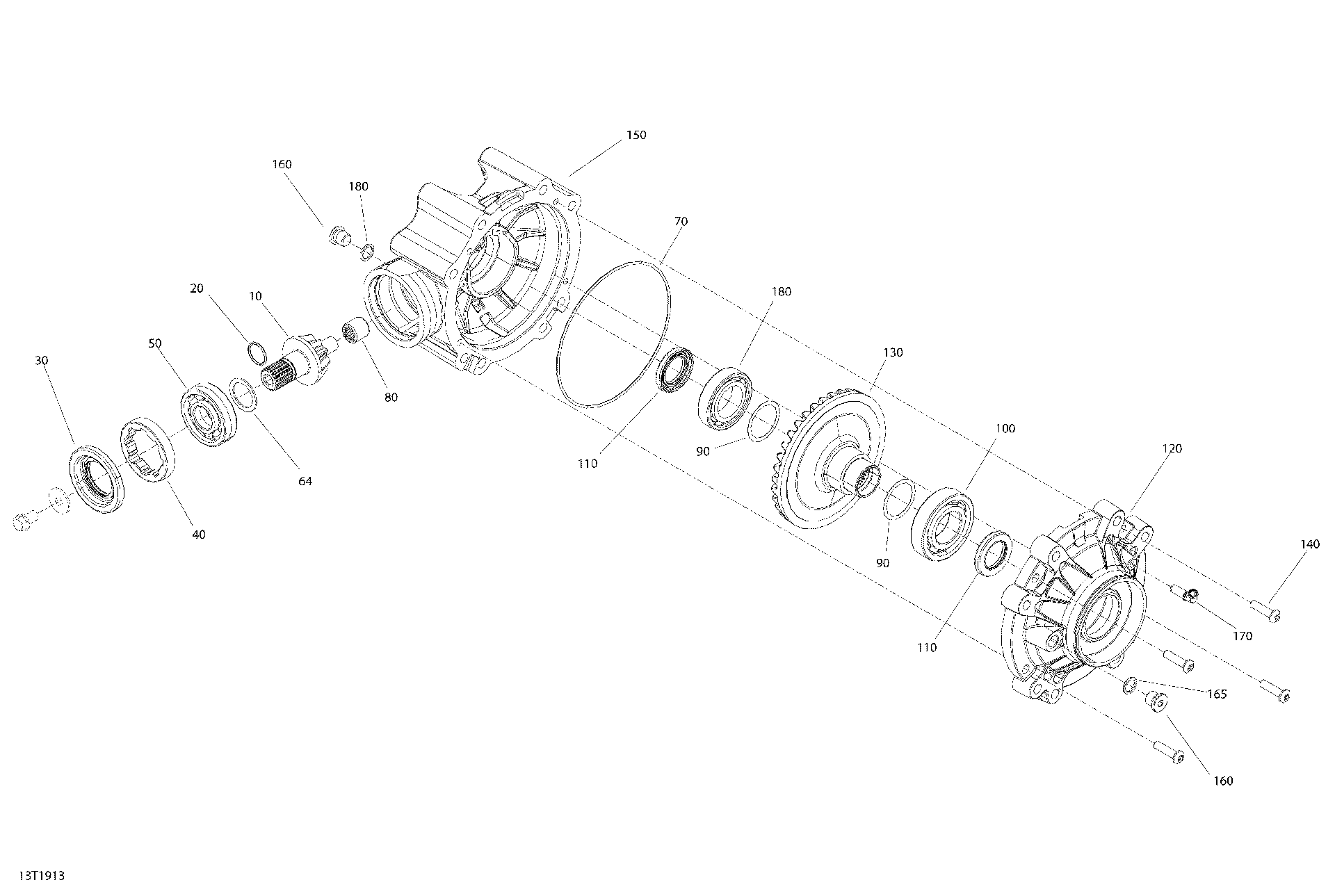 An Image of a Genuine Can-Am Parts Schematic Diagram showing the schematic - REAR DRIVE - FINAL DRIVE UNIT