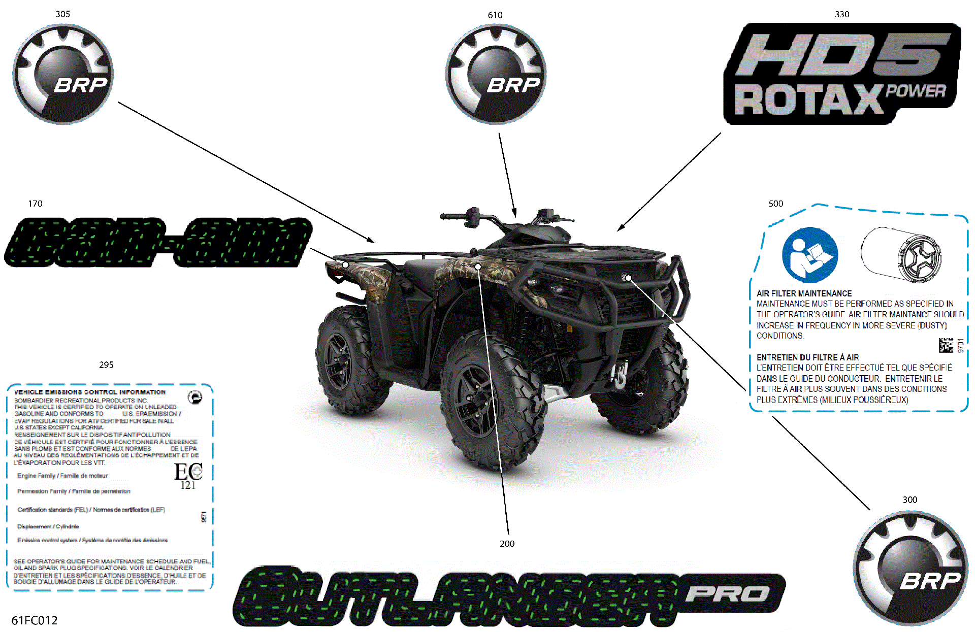 An Image of a Genuine Can-Am Parts Schematic Diagram showing the schematic - BODY - FEATURE DECALS