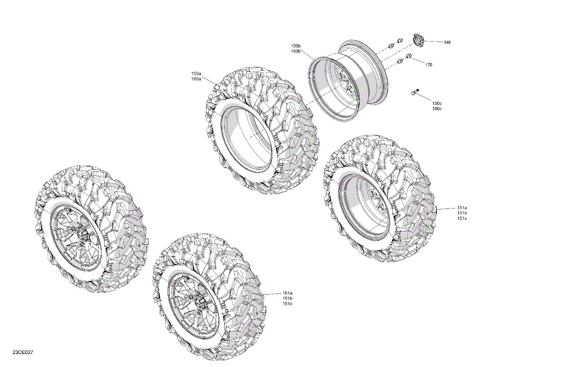 An Image of a Genuine Can-Am Parts Schematic Diagram showing the schematic - DRIVE - REAR WHEELS