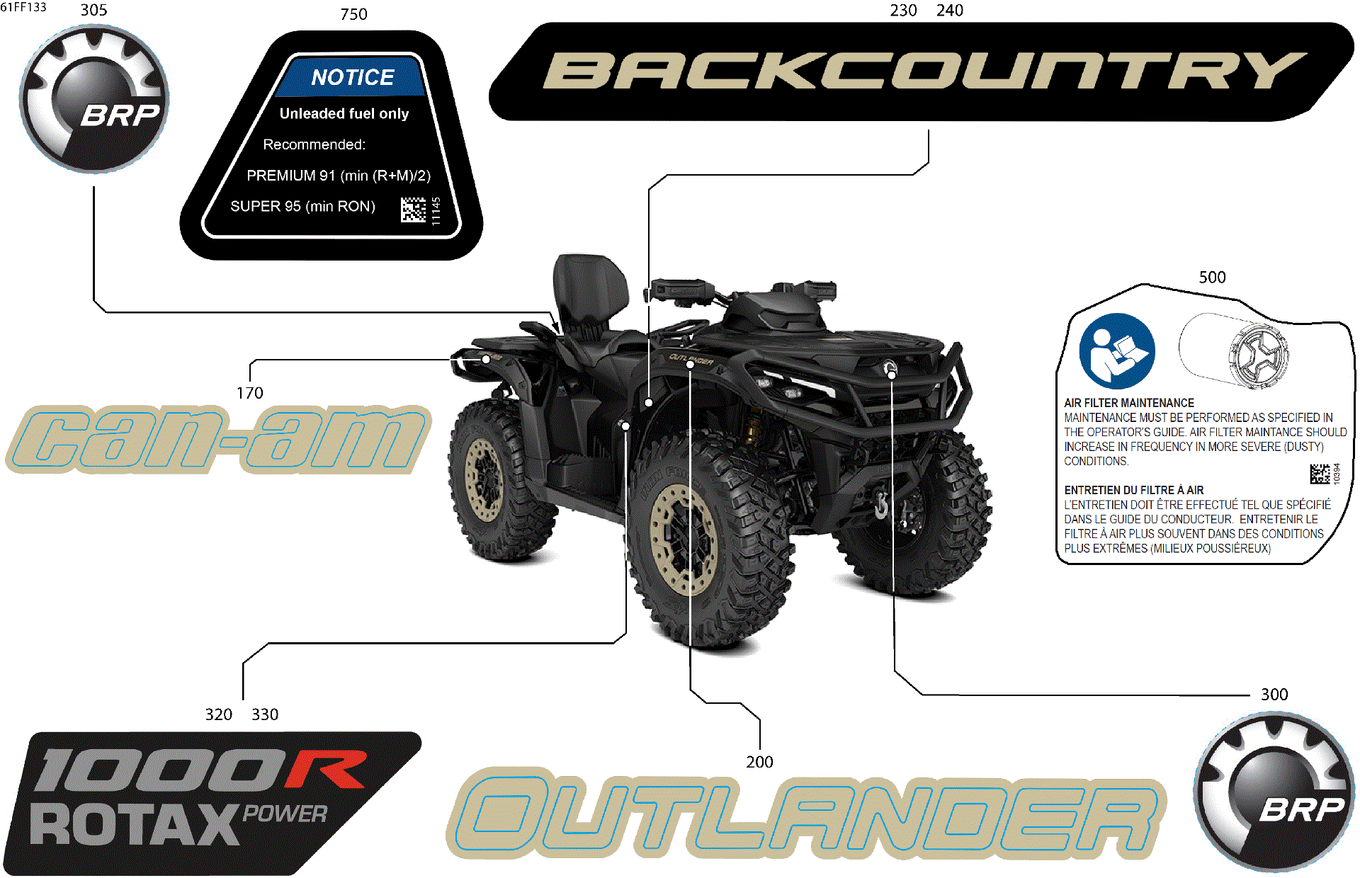 An Image of a Genuine Can-Am Parts Schematic Diagram showing the schematic - BODY - FEATURE DECALS