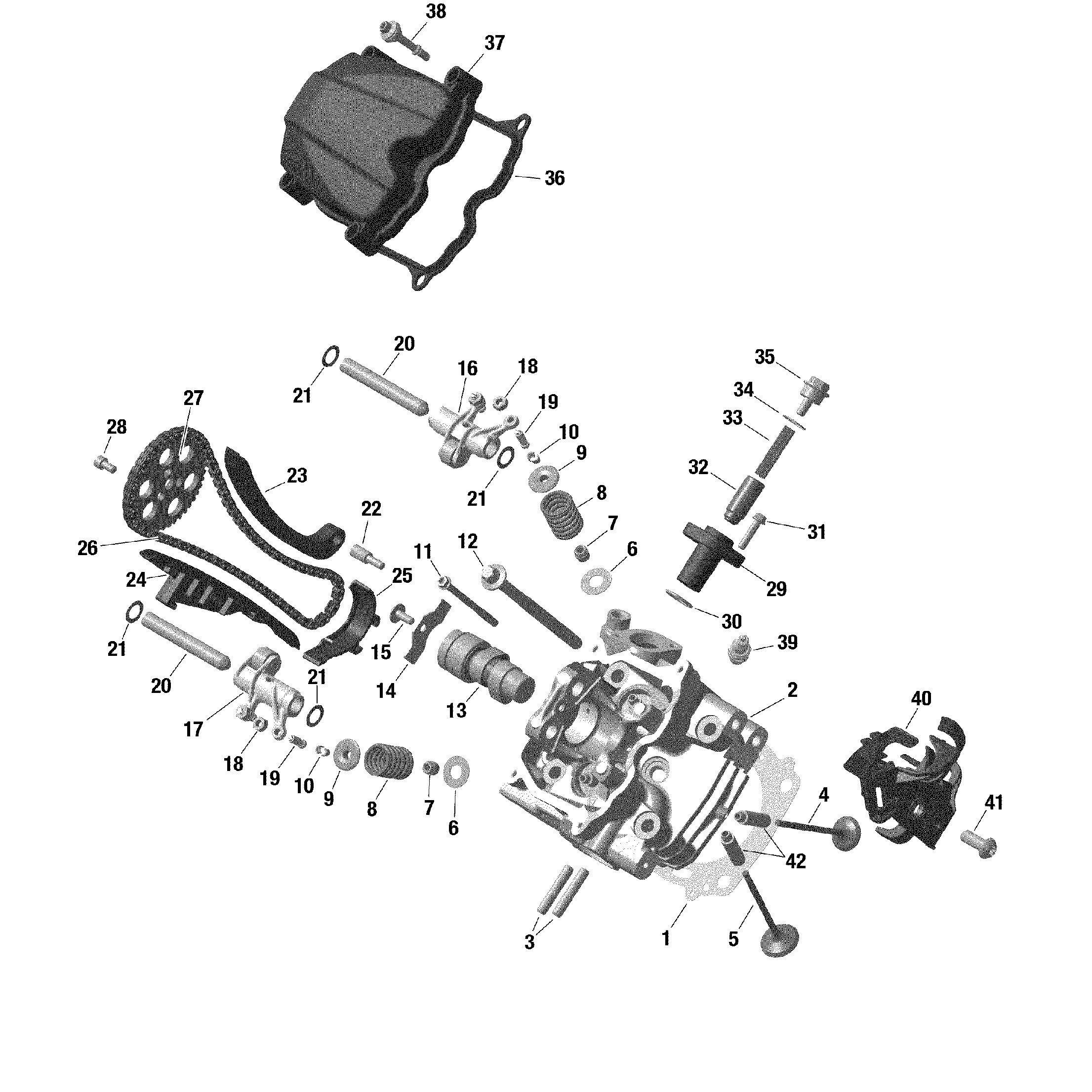 An Image of a Genuine Can-Am Parts Schematic Diagram showing the schematic - ROTAX - CYLINDER HEAD FRONT