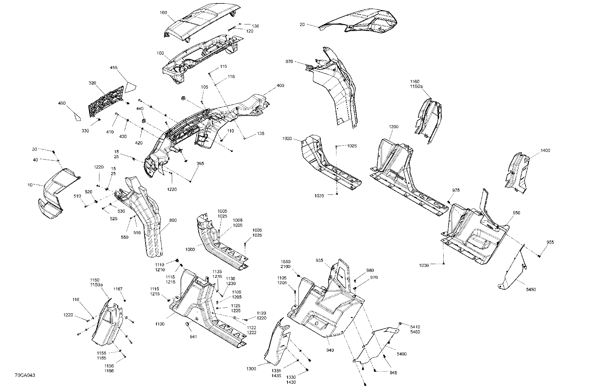 An Image of a Genuine Can-Am Parts Schematic Diagram showing the schematic - BODY - SYSTEM