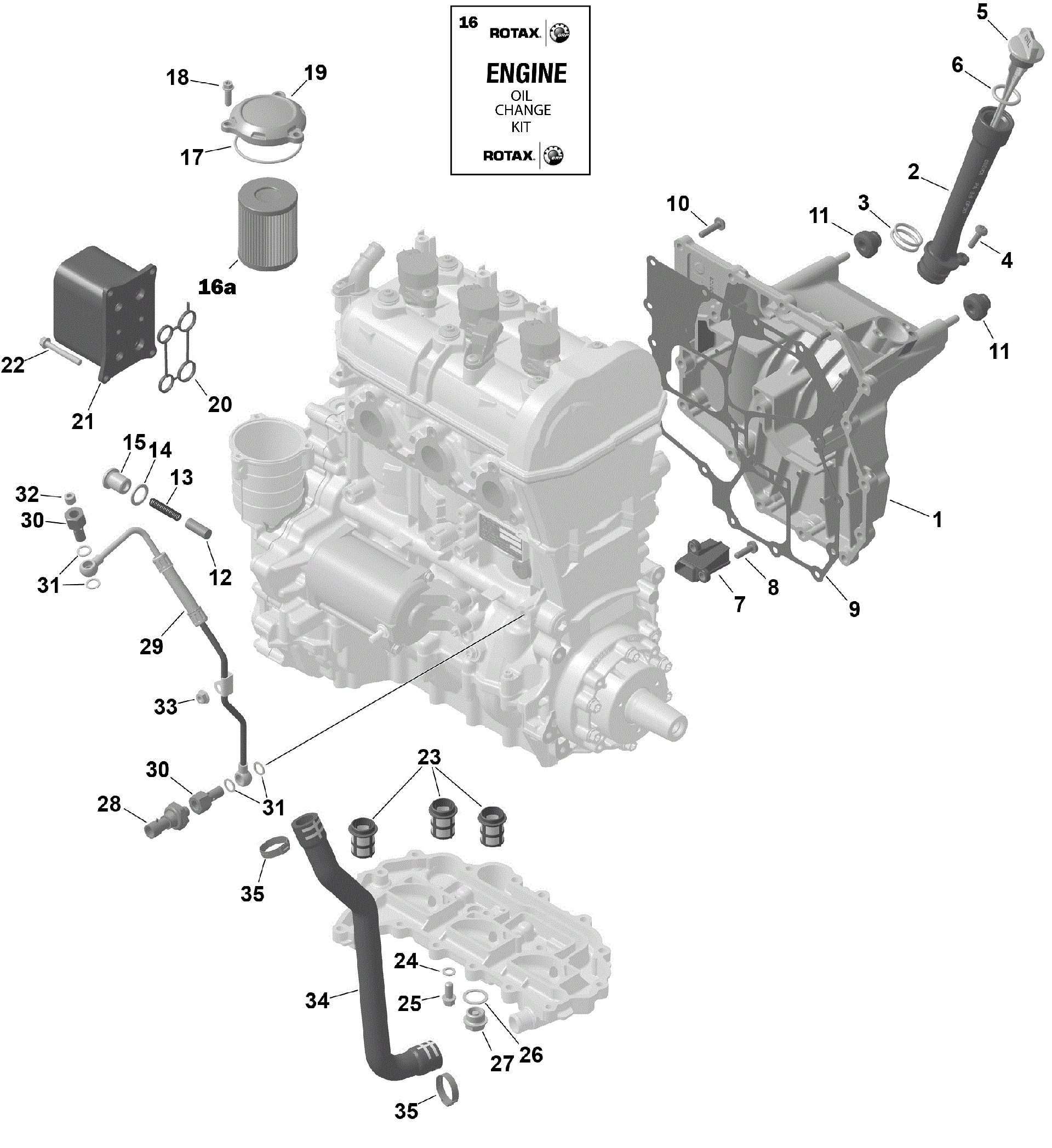An Image of a Genuine Can-Am Parts Schematic Diagram showing the schematic - ROTAX - ENGINE LUBRICATION