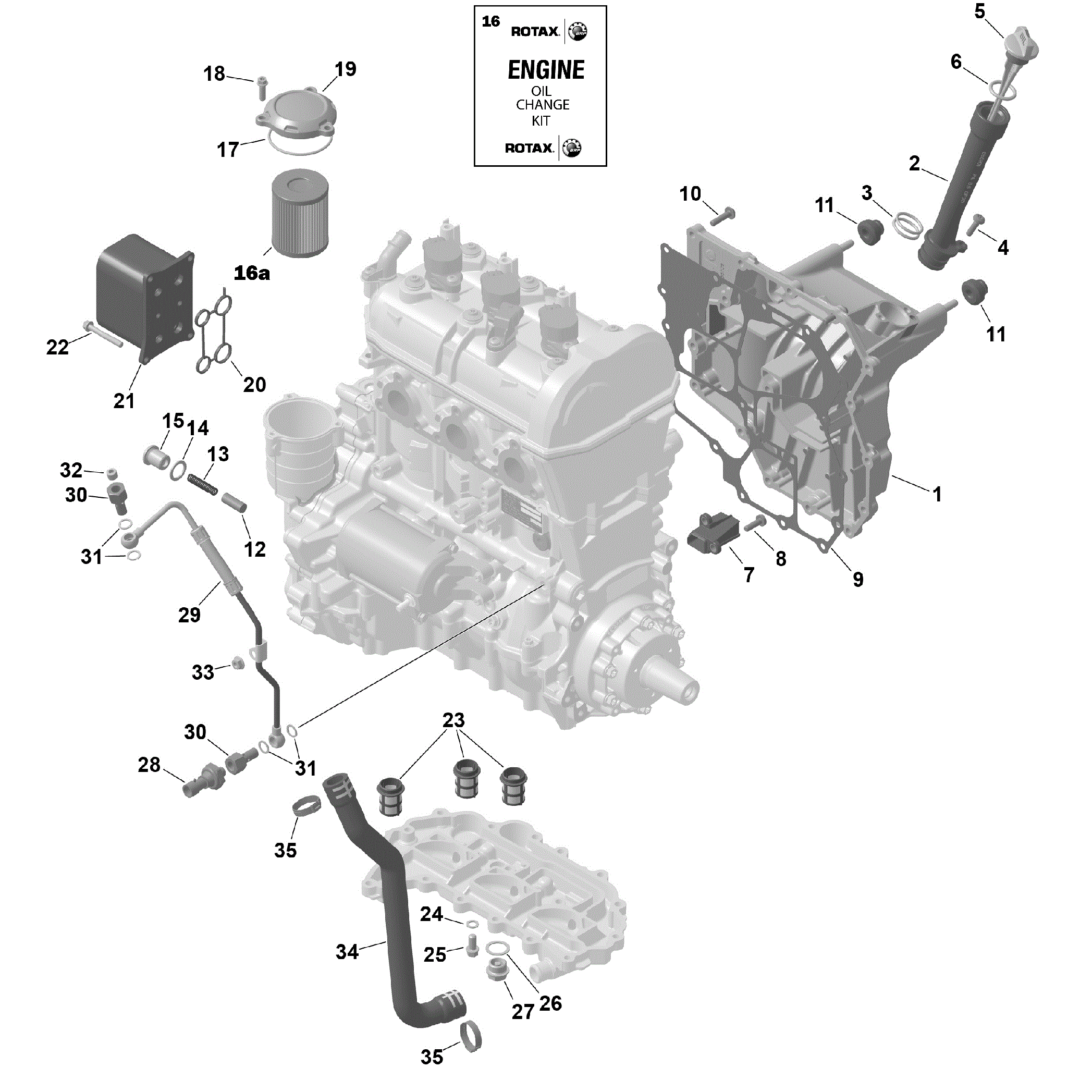 An Image of a Genuine Can-Am Parts Schematic Diagram showing the schematic - ROTAX - ENGINE LUBRICATION