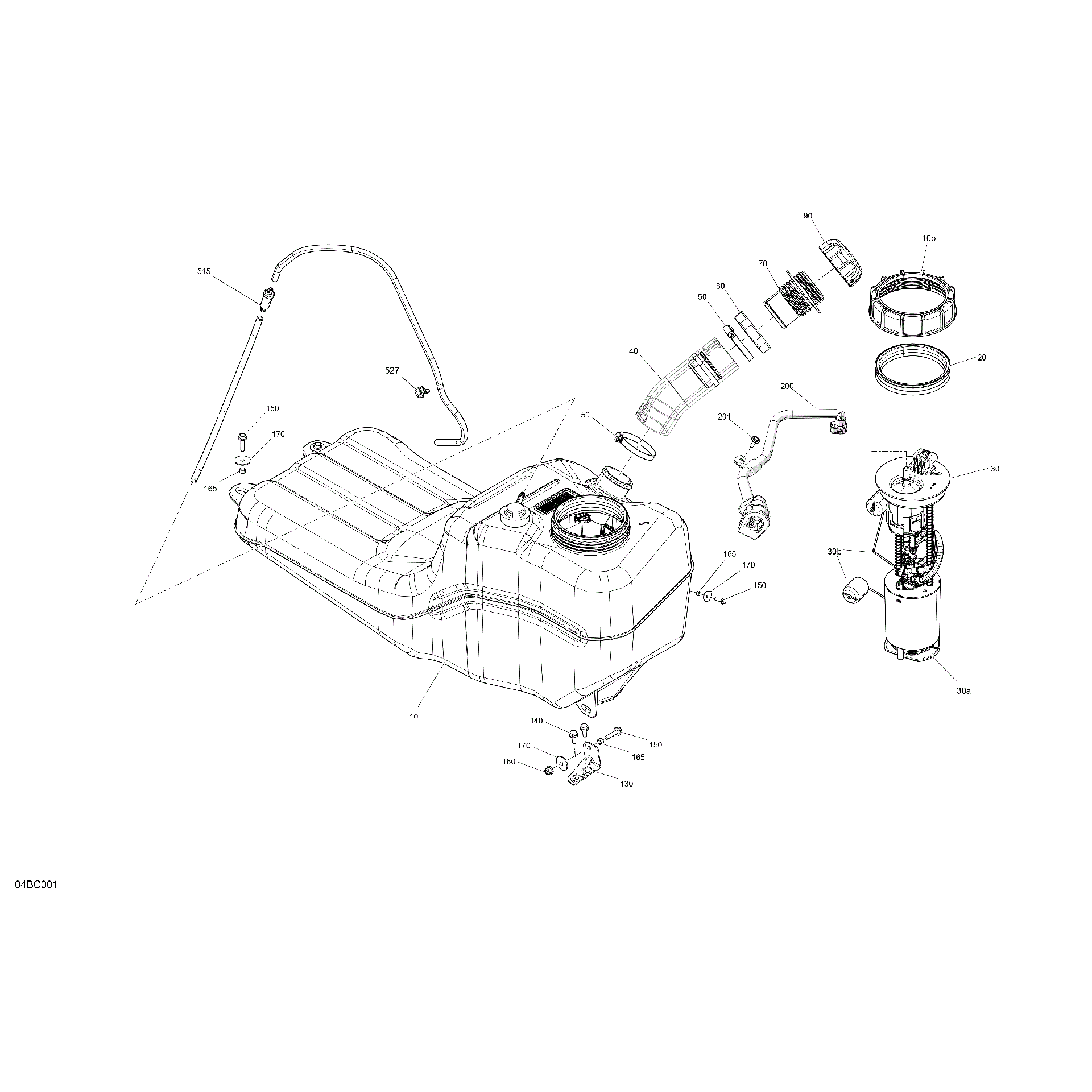 An Image of a Genuine Can-Am Parts Schematic Diagram showing the schematic - ENGINE - FUEL - NO EVAP