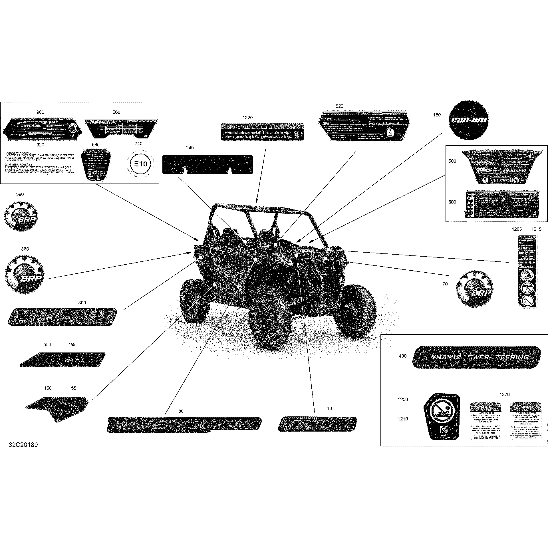 An Image of a Genuine Can-Am Parts Schematic Diagram showing the schematic - DECALS - DPS