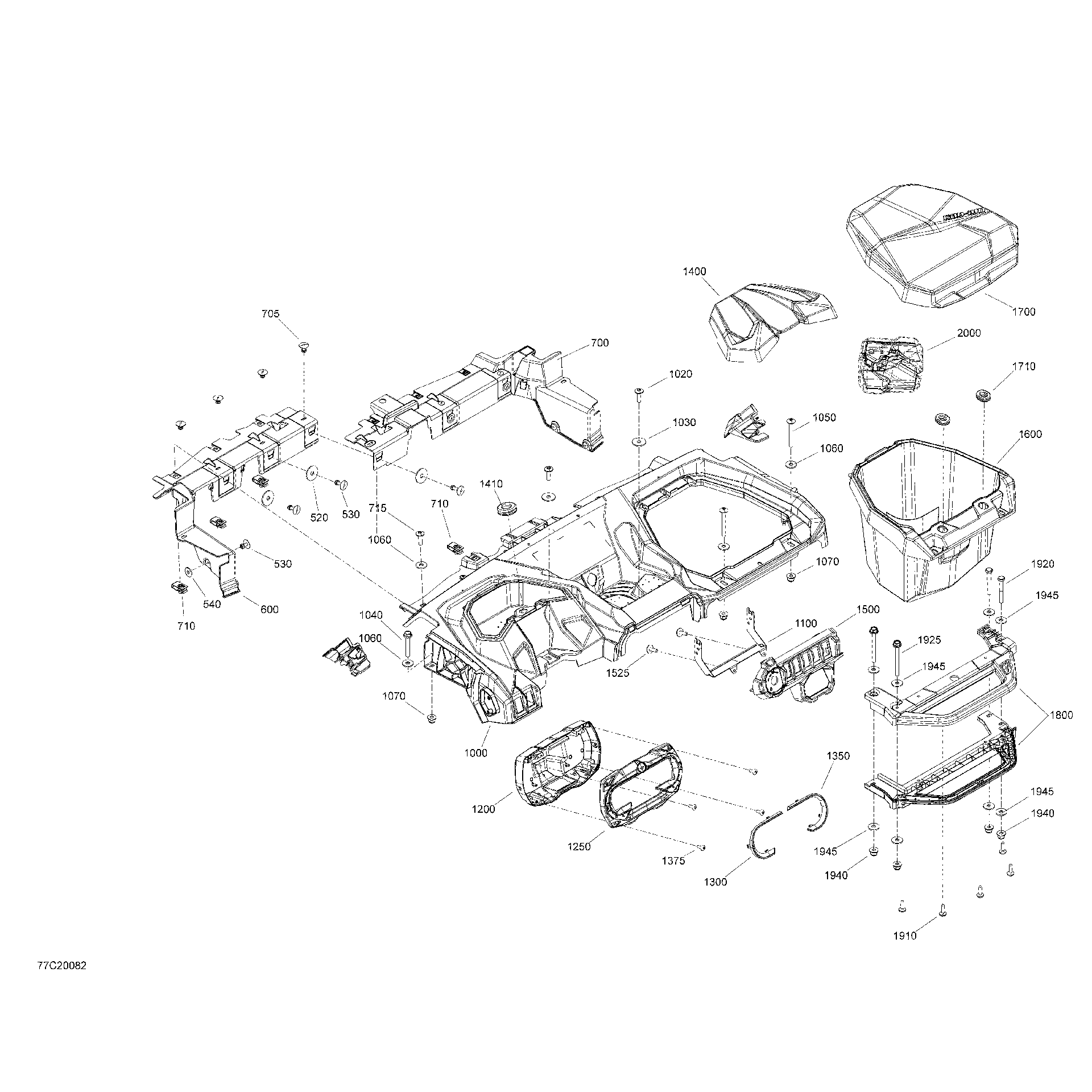 An Image of a Genuine Can-Am Parts Schematic Diagram showing the schematic - CAB INTERIOR - DASHBOARD