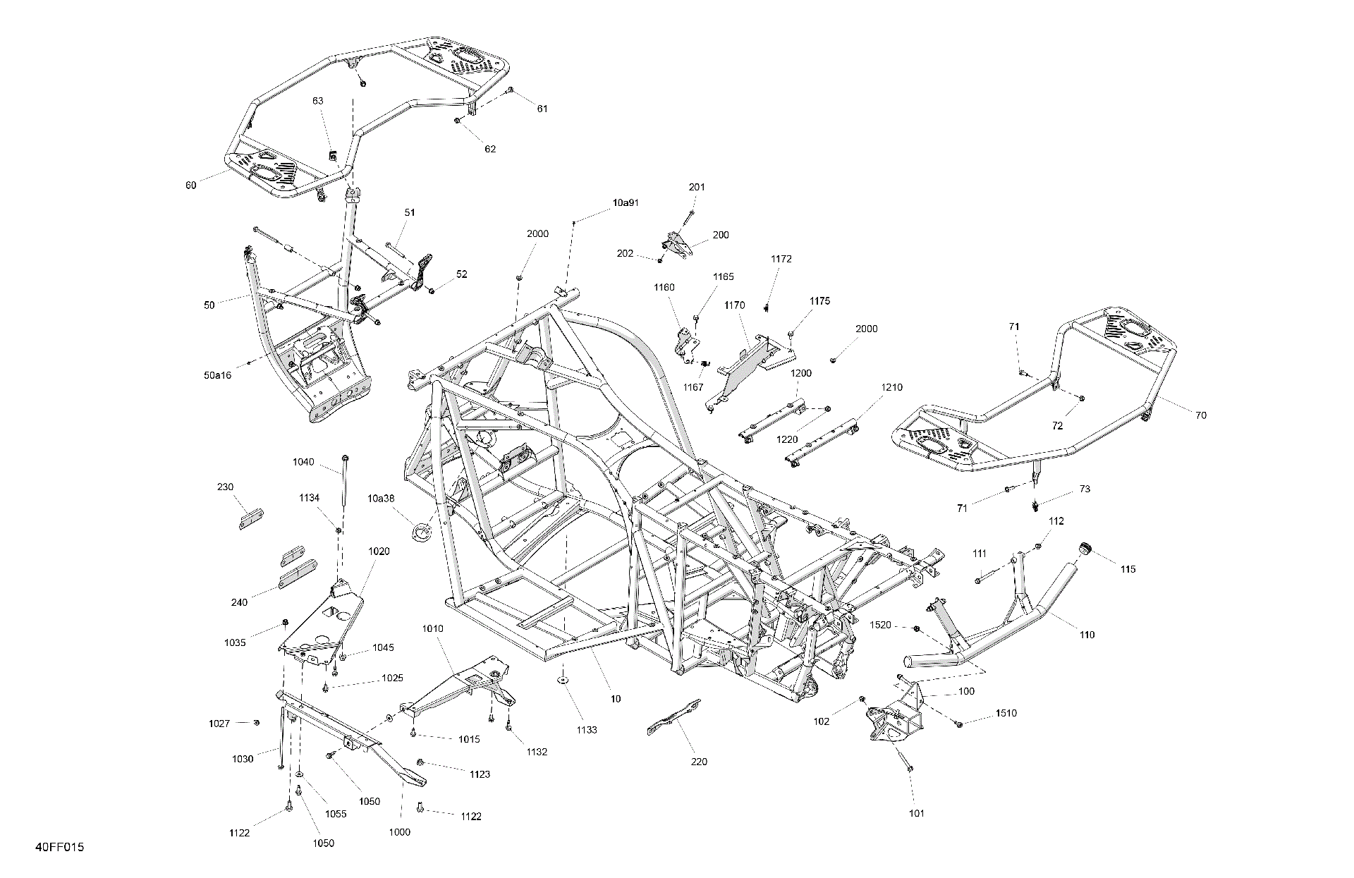 An Image of a Genuine Can-Am Parts Schematic Diagram showing the schematic - FRAME - SYSTEM