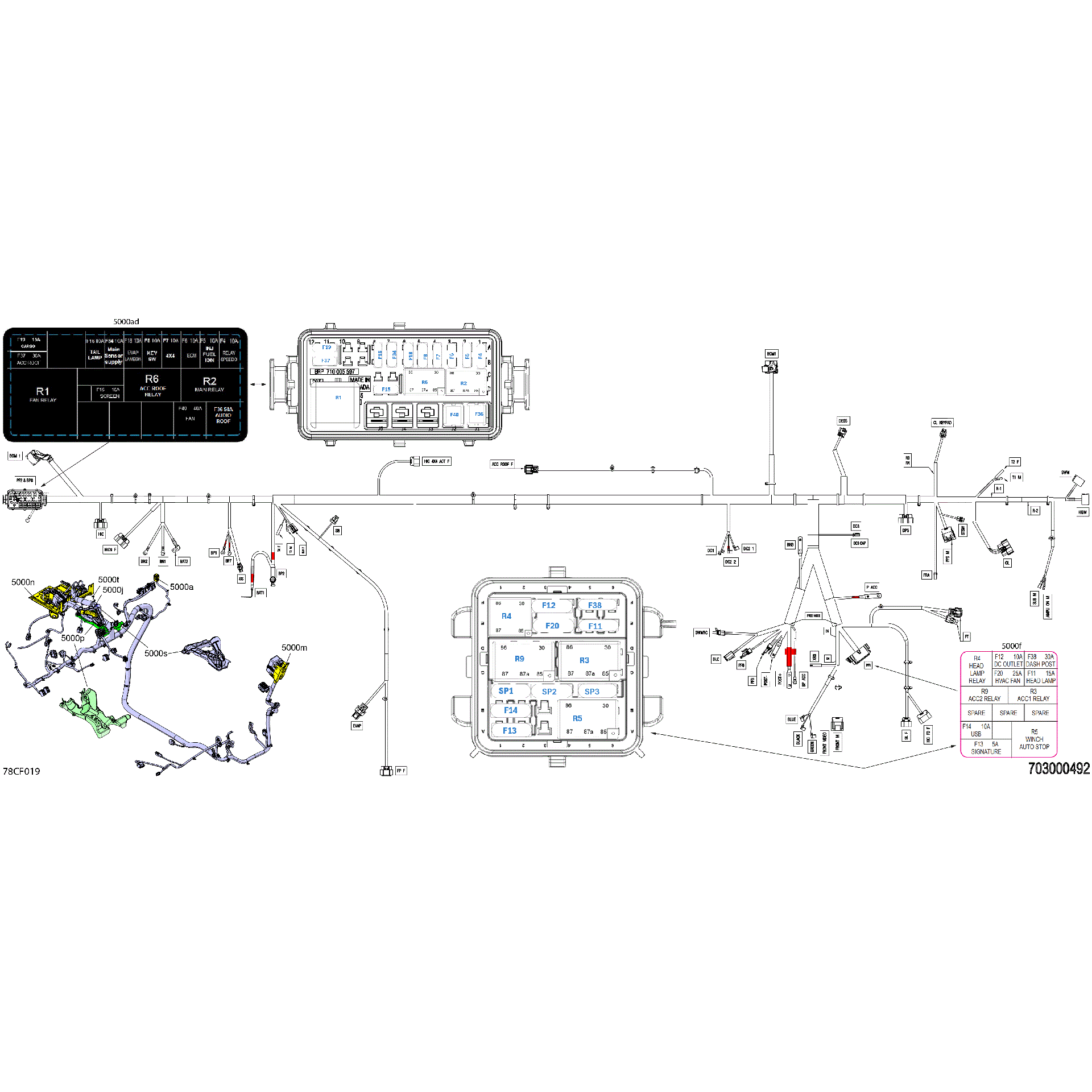 An Image of a Genuine Can-Am Parts Schematic Diagram showing the schematic - ELECTRIC - MAIN HARNESS - 710010176