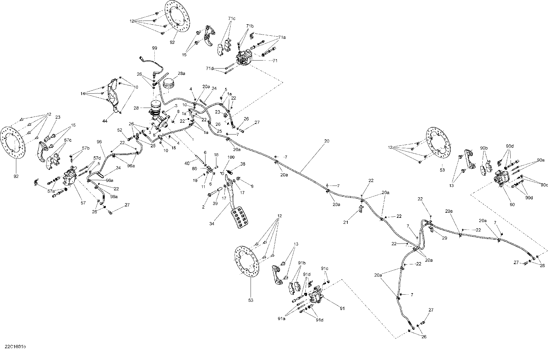 An Image of a Genuine Can-Am Parts Schematic Diagram showing the schematic - BRAKES - MAX