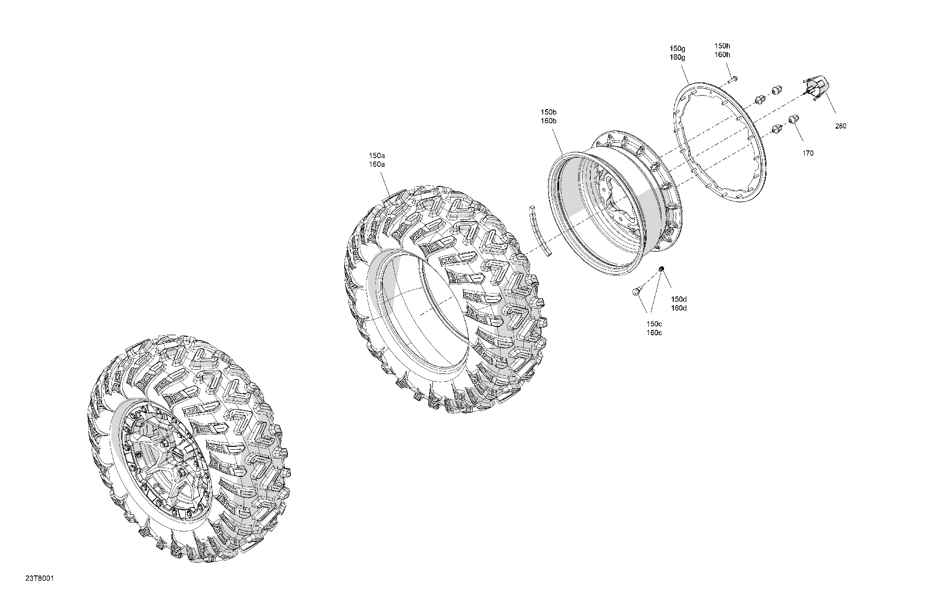 An Image of a Genuine Can-Am Parts Schematic Diagram showing the schematic - DRIVE - REAR WHEELS