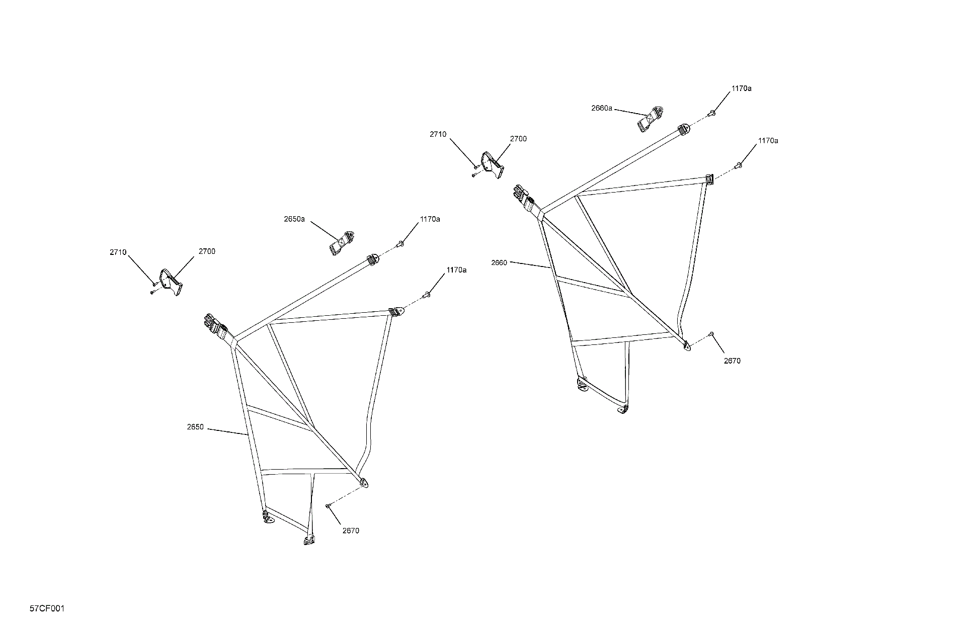 An Image of a Genuine Can-Am Parts Schematic Diagram showing the schematic - CAB INTERIOR - SAFETY NET