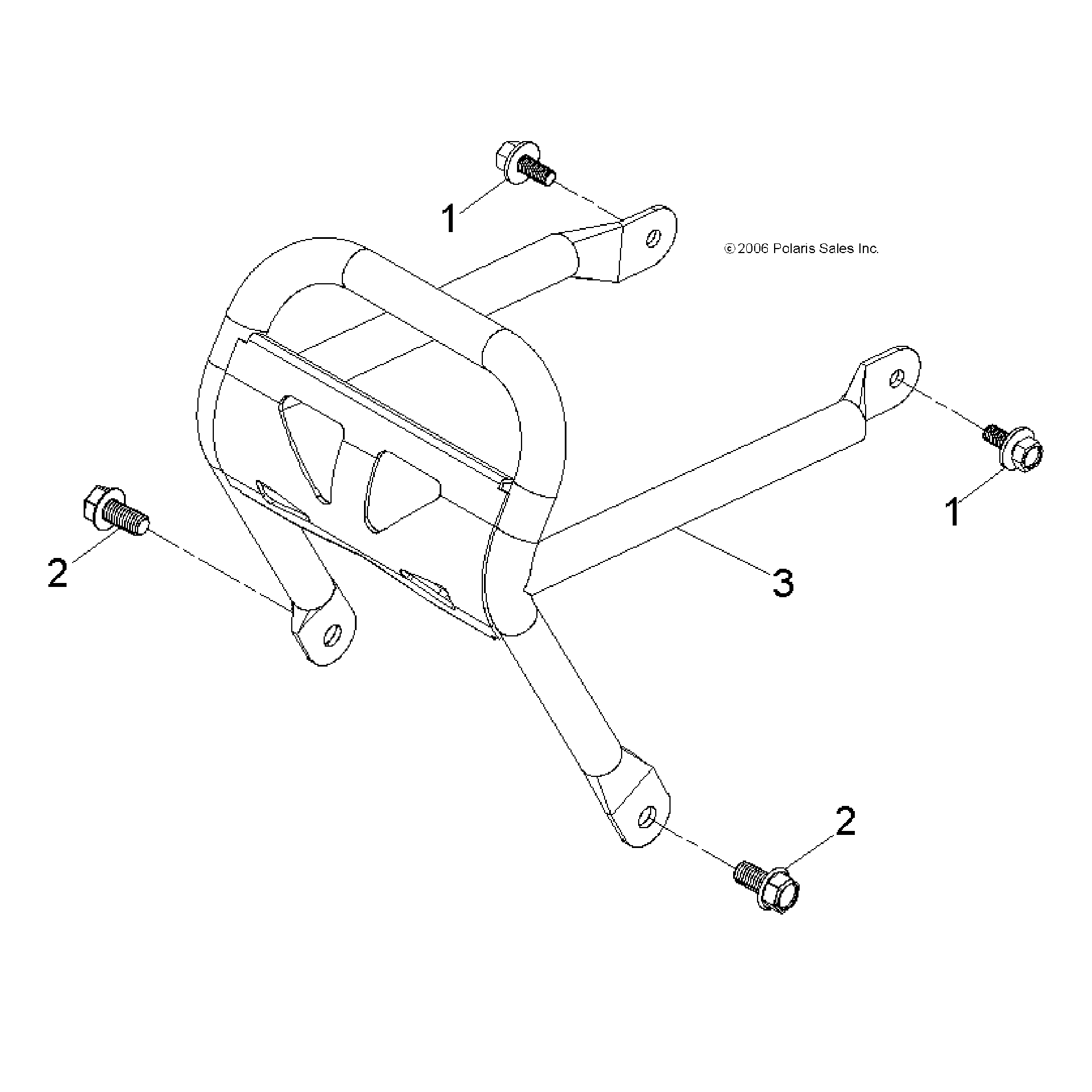 An Image of a Genuine Polaris Parts Schematic Diagram showing the schematic - CHASSIS: BUMPER - 2015 POLARIS OUTLAW 50