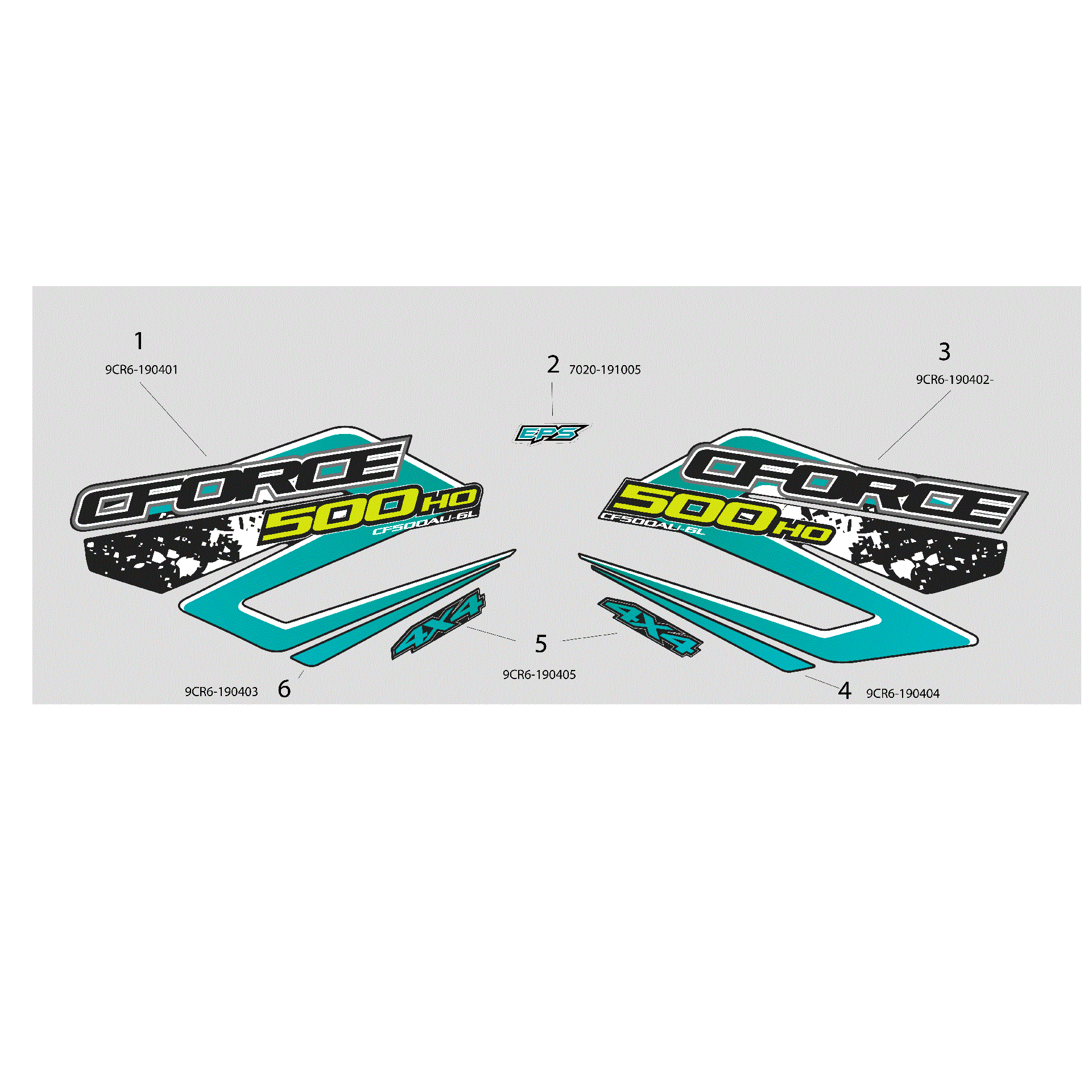 An Image of a genuine CFMOTO Parts Schematic Diagram showing the group - Teal Black - 2016 CFMOTO CFORCE 500 HO