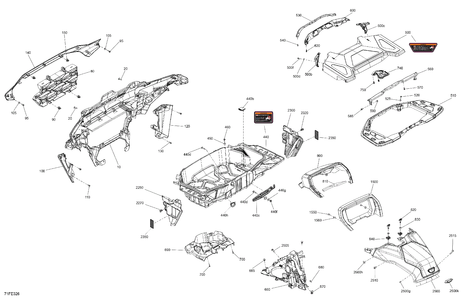 An Image of a Genuine Can-Am Parts Schematic Diagram showing the schematic - BODY - FRONT SECTION