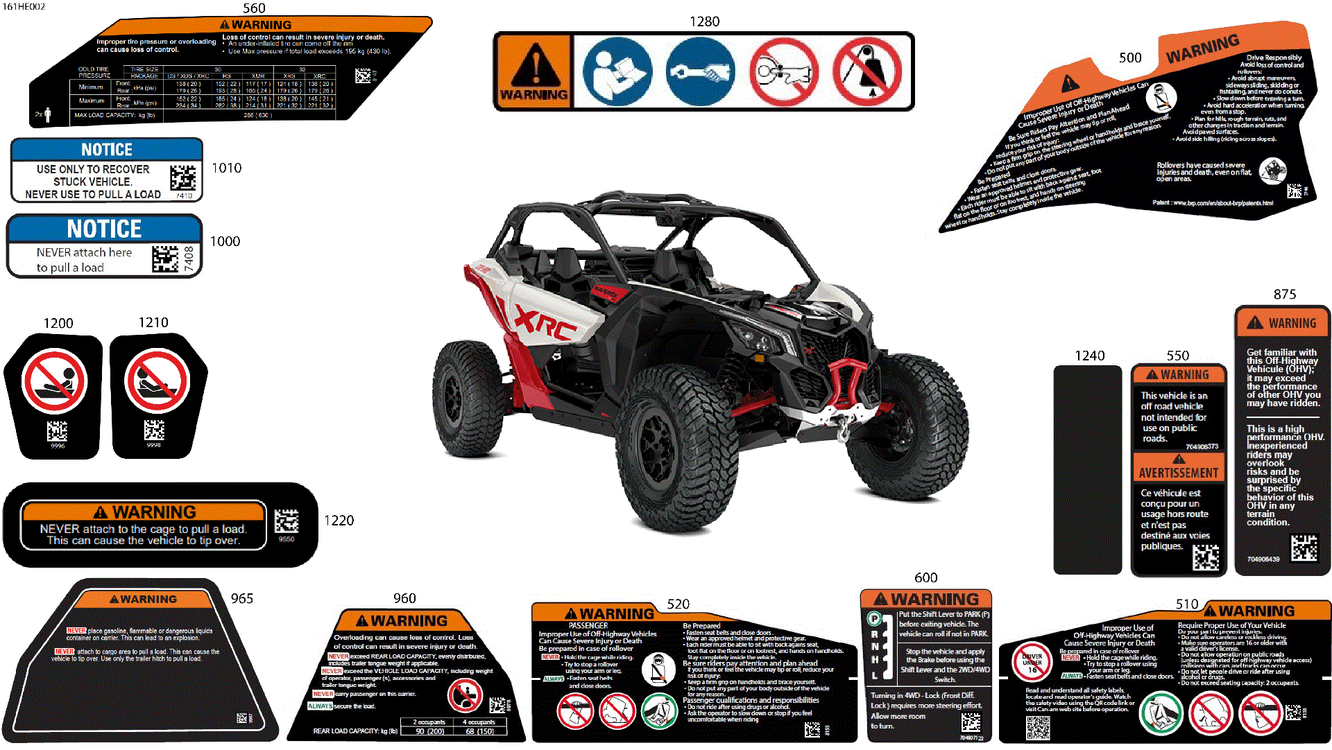 An Image of a Genuine Can-Am Parts Schematic Diagram showing the schematic - BODY - WARNING DECALS