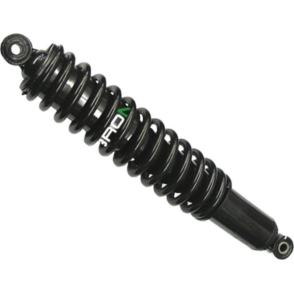 A black coil spring Honda Rancher UTV/ATV Rear Gas Shock by Bronco, featuring VOR in white and green, is shown on a white background. Available at Witchdoctors.com, it’s compatible with UTV/ATV shock absorbers for optimal performance.