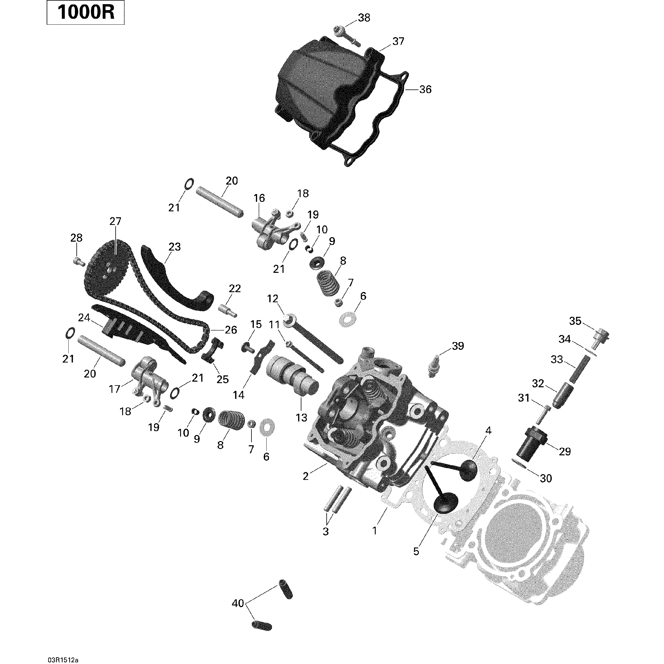 An Image of a Genuine Can-Am Parts Schematic Diagram showing the schematic - CYLINDER HEAD FRONT _03R1512A
