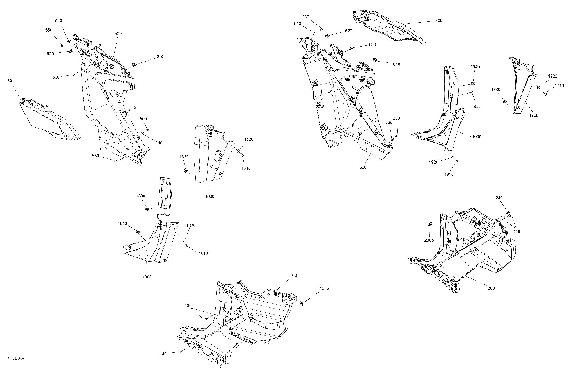 An Image of a Genuine Can-Am Parts Schematic Diagram showing the schematic - BODY - FRONT SECTION