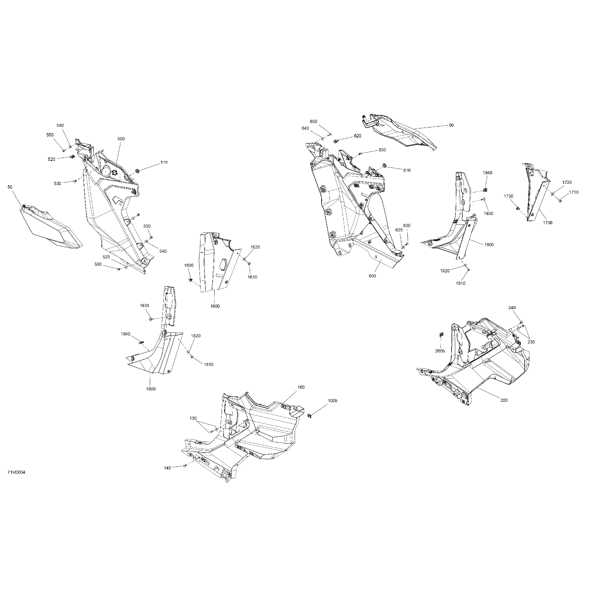 An Image of a Genuine Can-Am Parts Schematic Diagram showing the schematic - BODY - FRONT SECTION