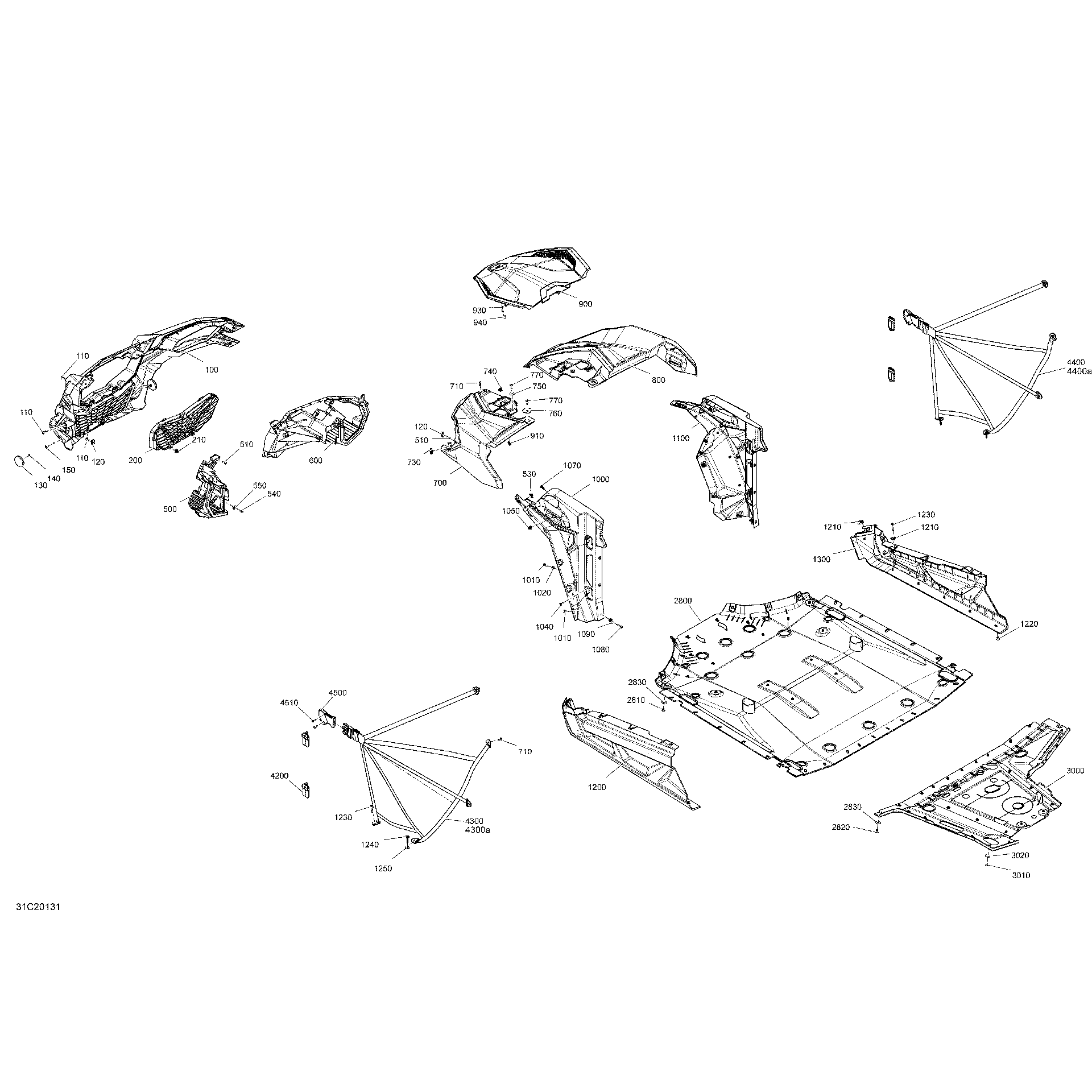 An Image of a Genuine Can-Am Parts Schematic Diagram showing the schematic - BODY - FRONT SECTION - RED