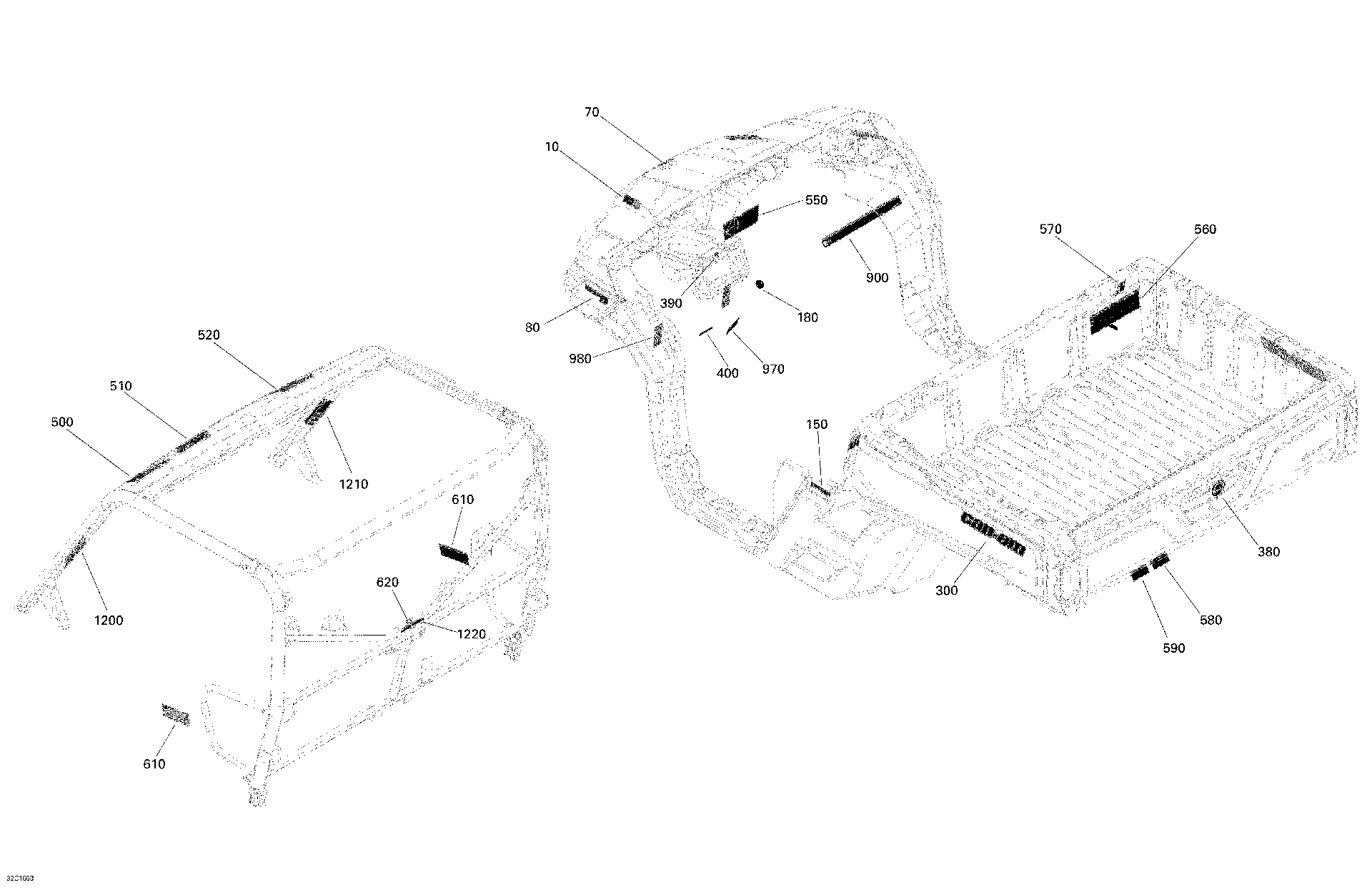 An Image of a Genuine Can-Am Parts Schematic Diagram showing the schematic - DECALS