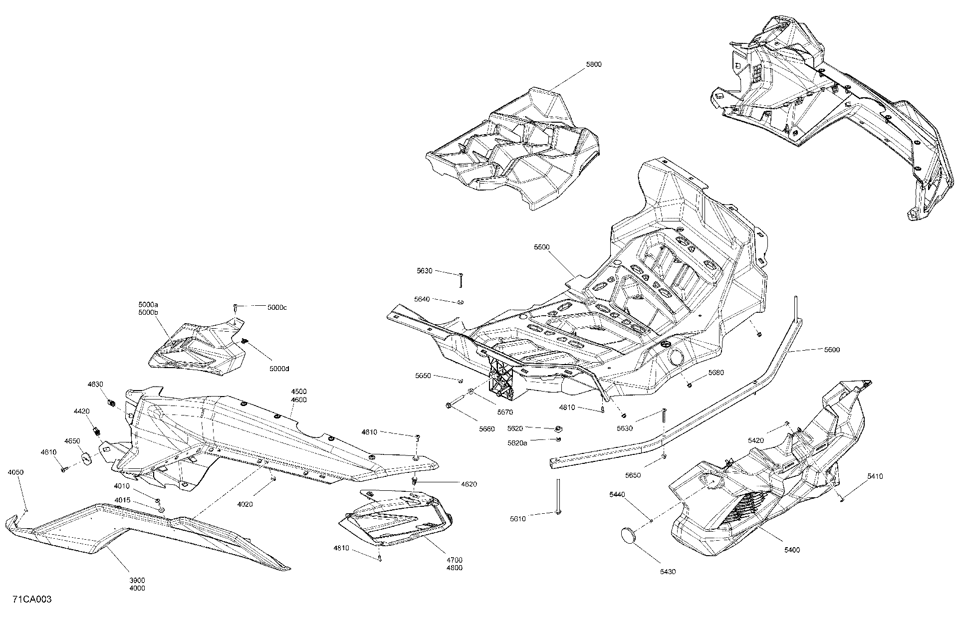 An Image of a Genuine Can-Am Parts Schematic Diagram showing the schematic - BODY - REAR SECTION