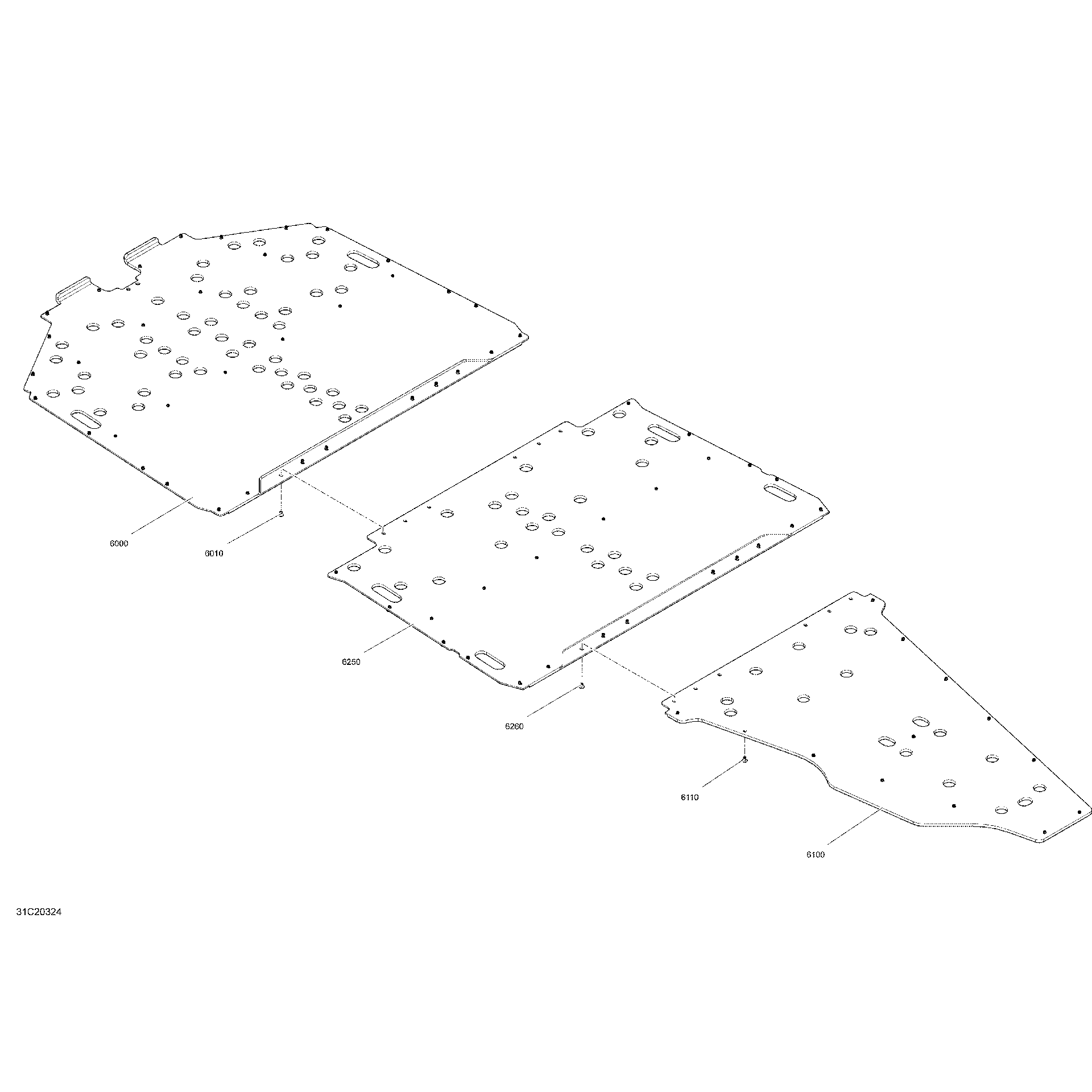 An Image of a Genuine Can-Am Parts Schematic Diagram showing the schematic - BODY - SKID PLATE X RS