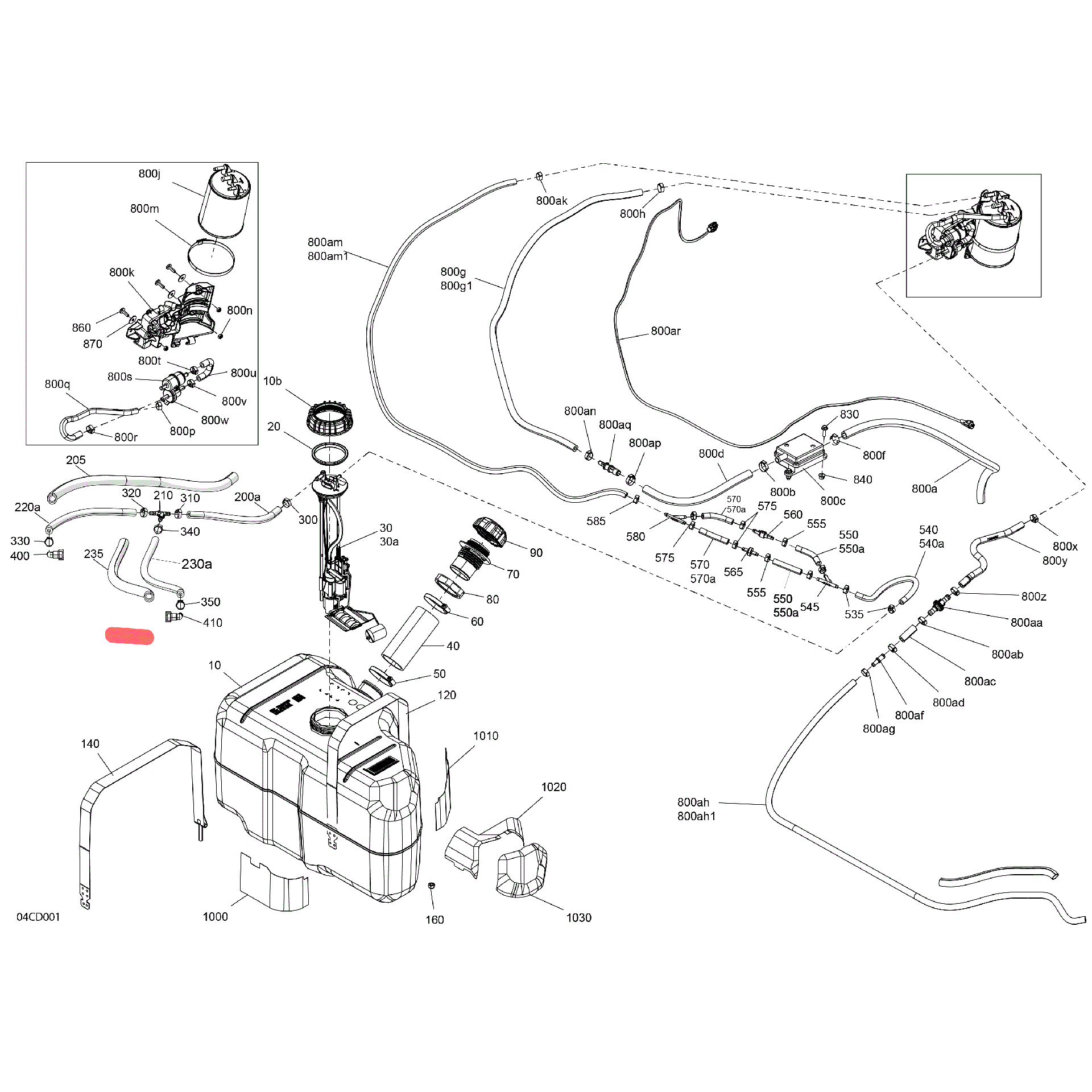 An Image of a Genuine Can-Am Parts Schematic Diagram showing the schematic - ENGINE - FUEL