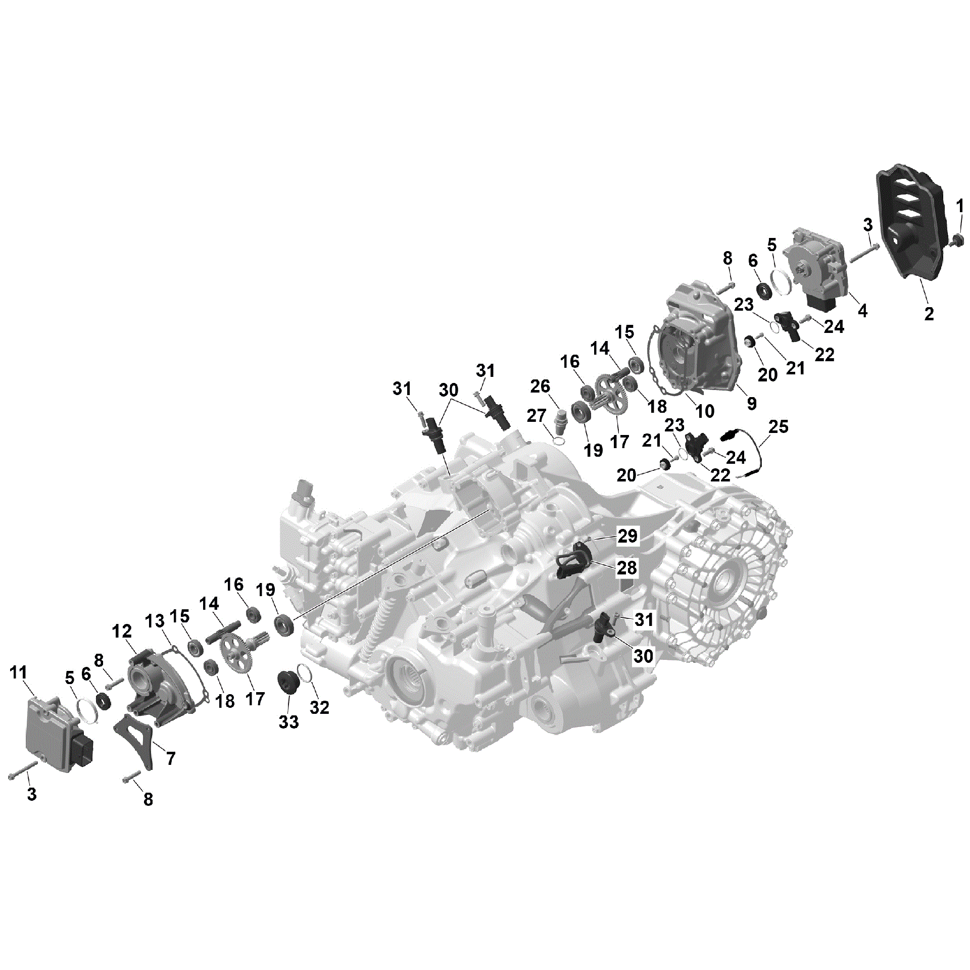 An Image of a Genuine Can-Am Parts Schematic Diagram showing the schematic - ROTAX - GEARBOX SERVO MOTORS