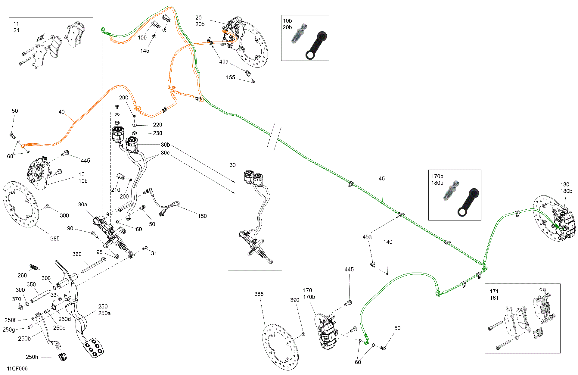 An Image of a Genuine Can-Am Parts Schematic Diagram showing the schematic - MECHANIC - BRAKE SYSTEM