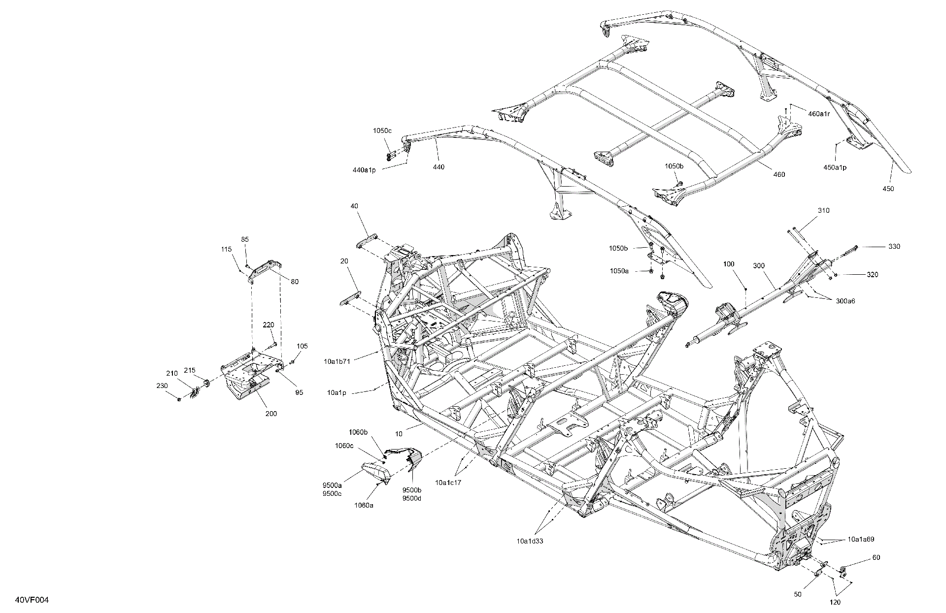 An Image of a Genuine Can-Am Parts Schematic Diagram showing the schematic - FRAME - SYSTEM