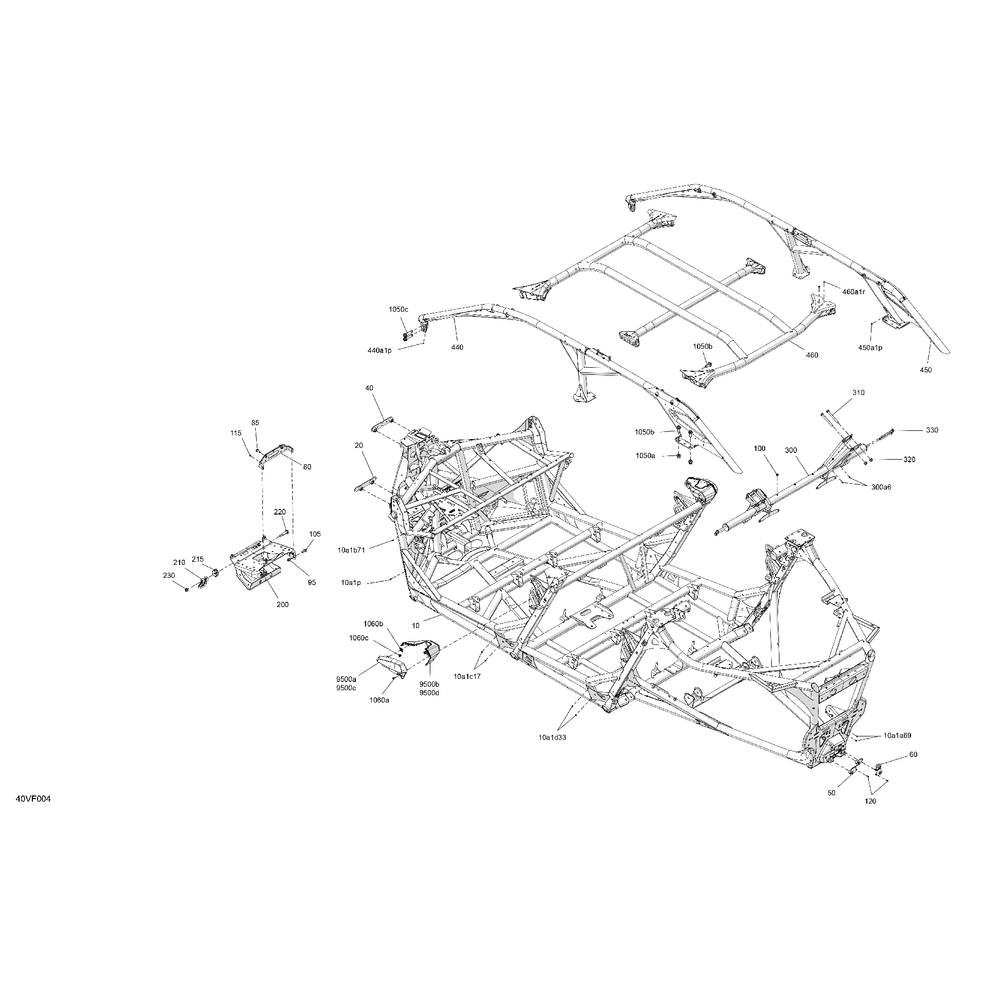 An Image of a Genuine Can-Am Parts Schematic Diagram showing the schematic - FRAME - SYSTEM