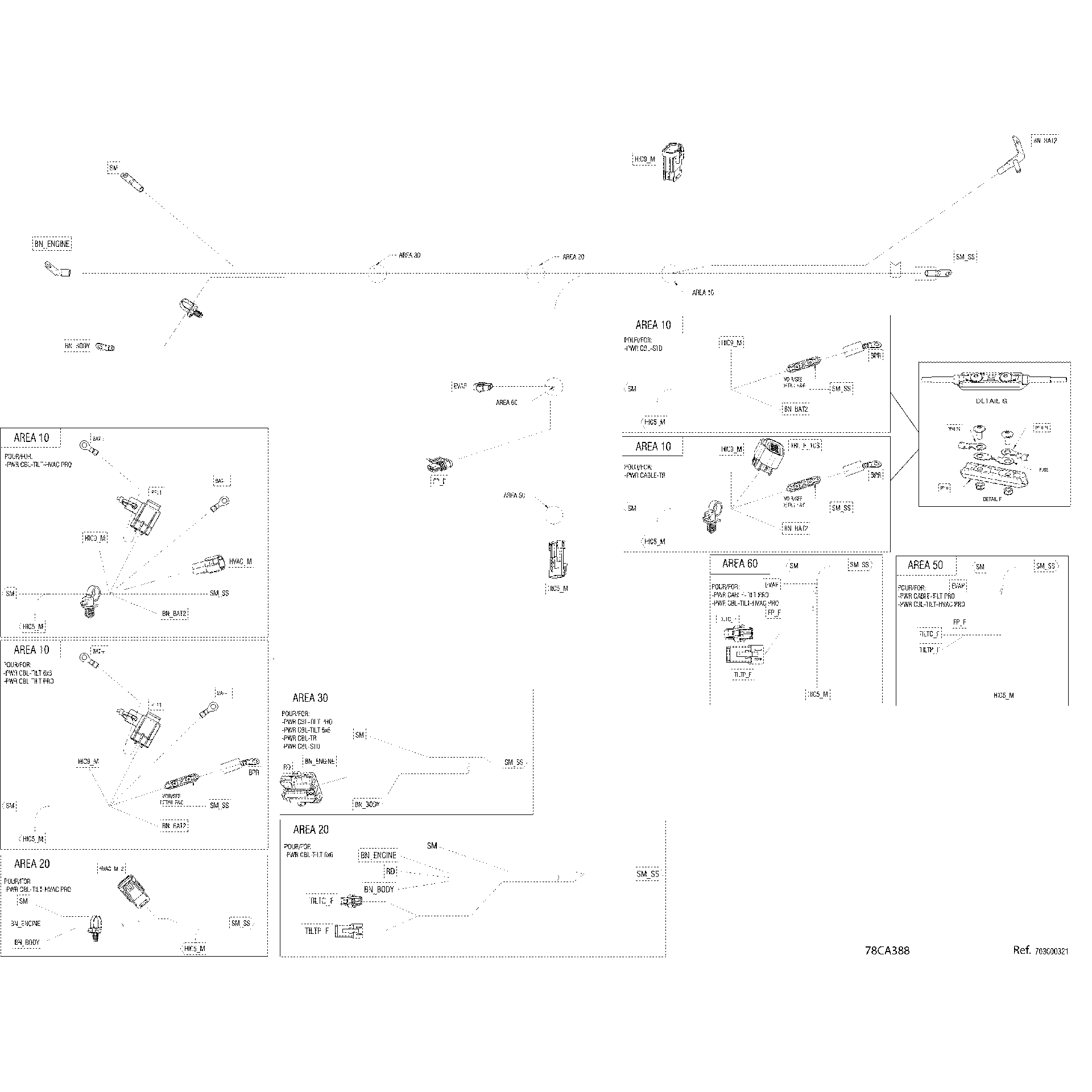 An Image of a Genuine Can-Am Parts Schematic Diagram showing the schematic - ELECTRIC - WIRING HARNESS VOLTAGE REGULATOR - 710007341 - XT