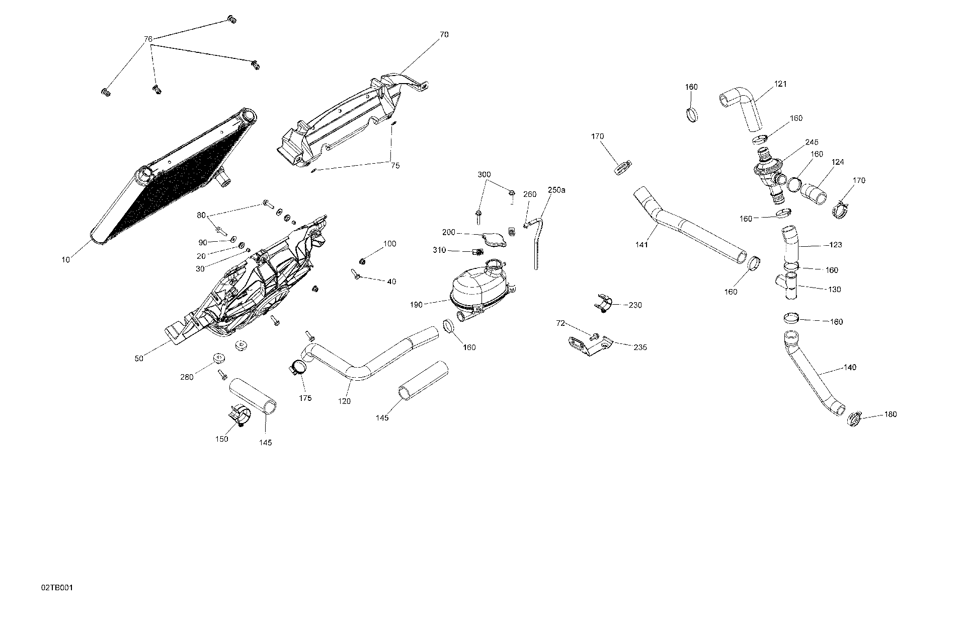An Image of a Genuine Can-Am Parts Schematic Diagram showing the schematic - ENGINE - COOLING