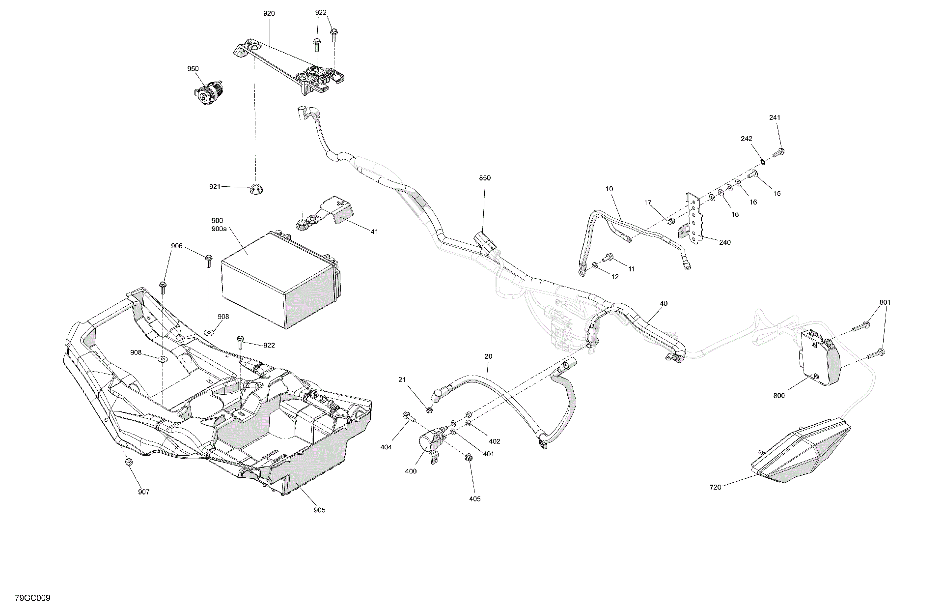An Image of a Genuine Can-Am Parts Schematic Diagram showing the schematic - ELECTRIC - REAR SECTION