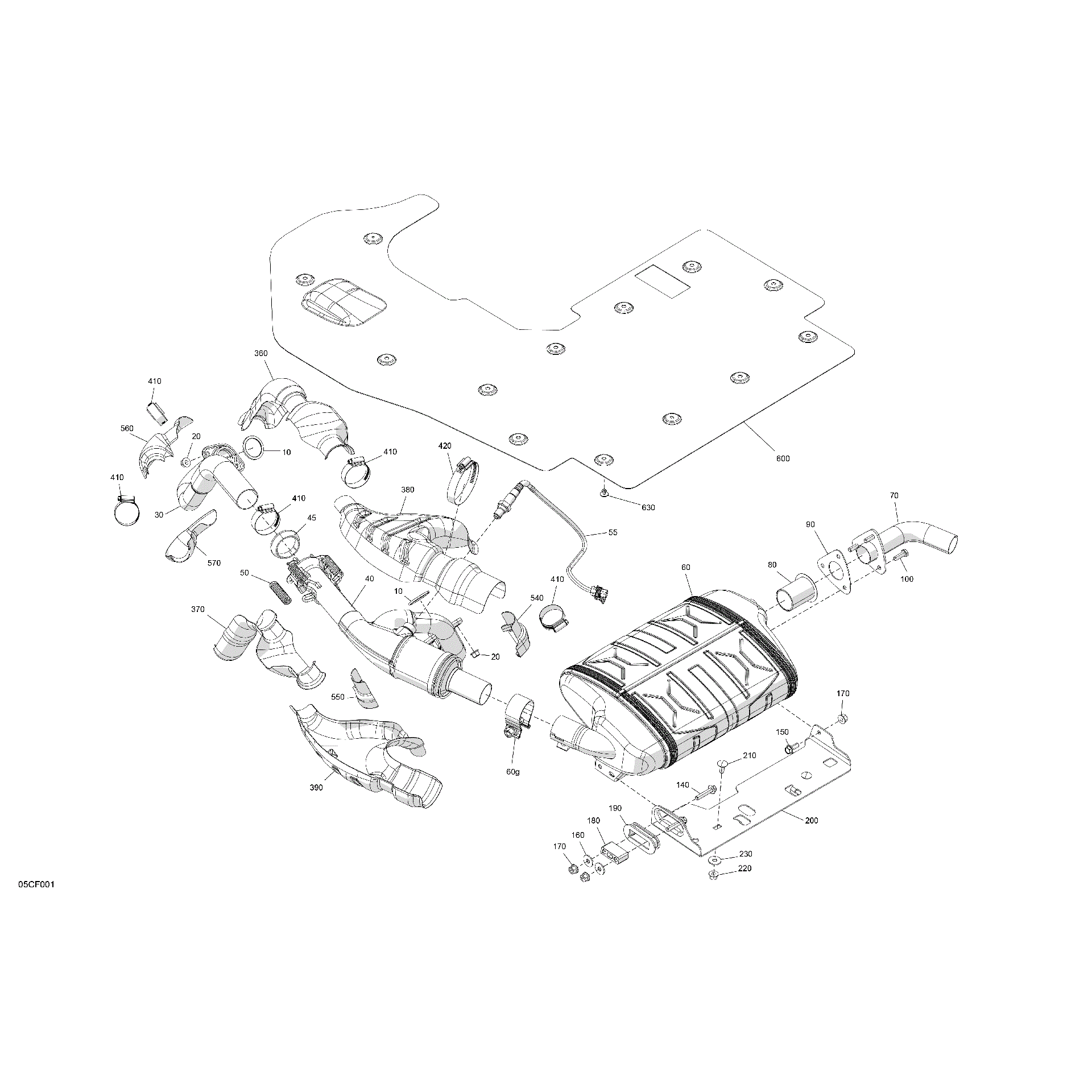 An Image of a Genuine Can-Am Parts Schematic Diagram showing the schematic - ENGINE - EXHAUST