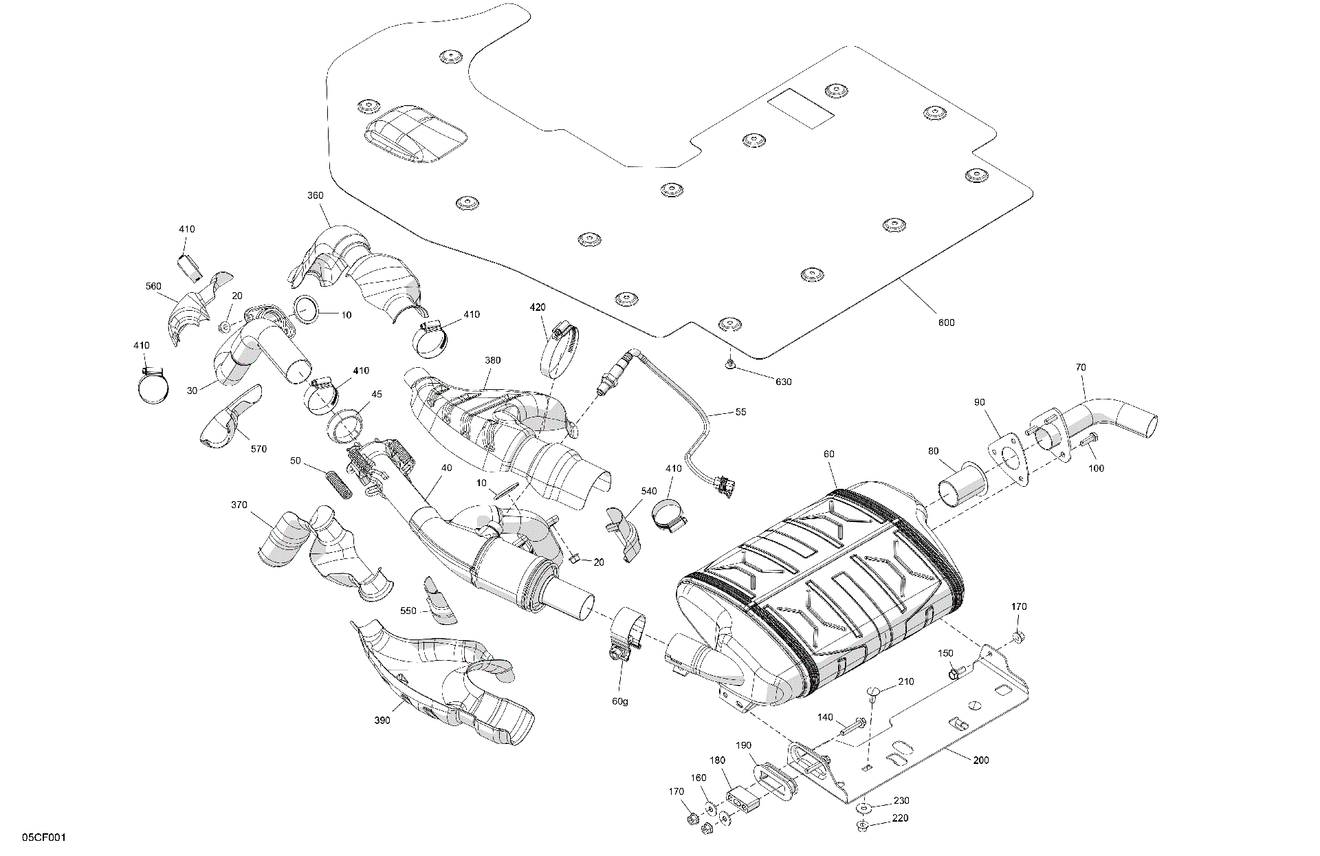 An Image of a Genuine Can-Am Parts Schematic Diagram showing the schematic - ENGINE - EXHAUST