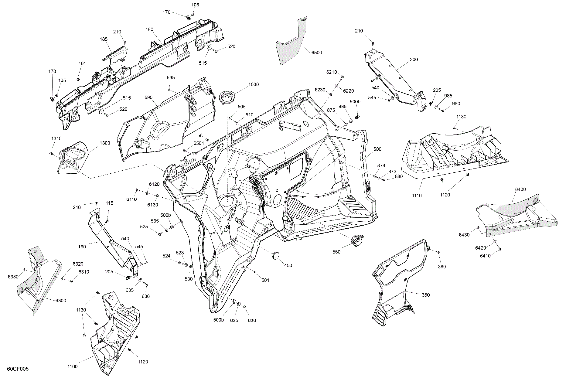 An Image of a Genuine Can-Am Parts Schematic Diagram showing the schematic - CAB INTERIOR - FIREWALL