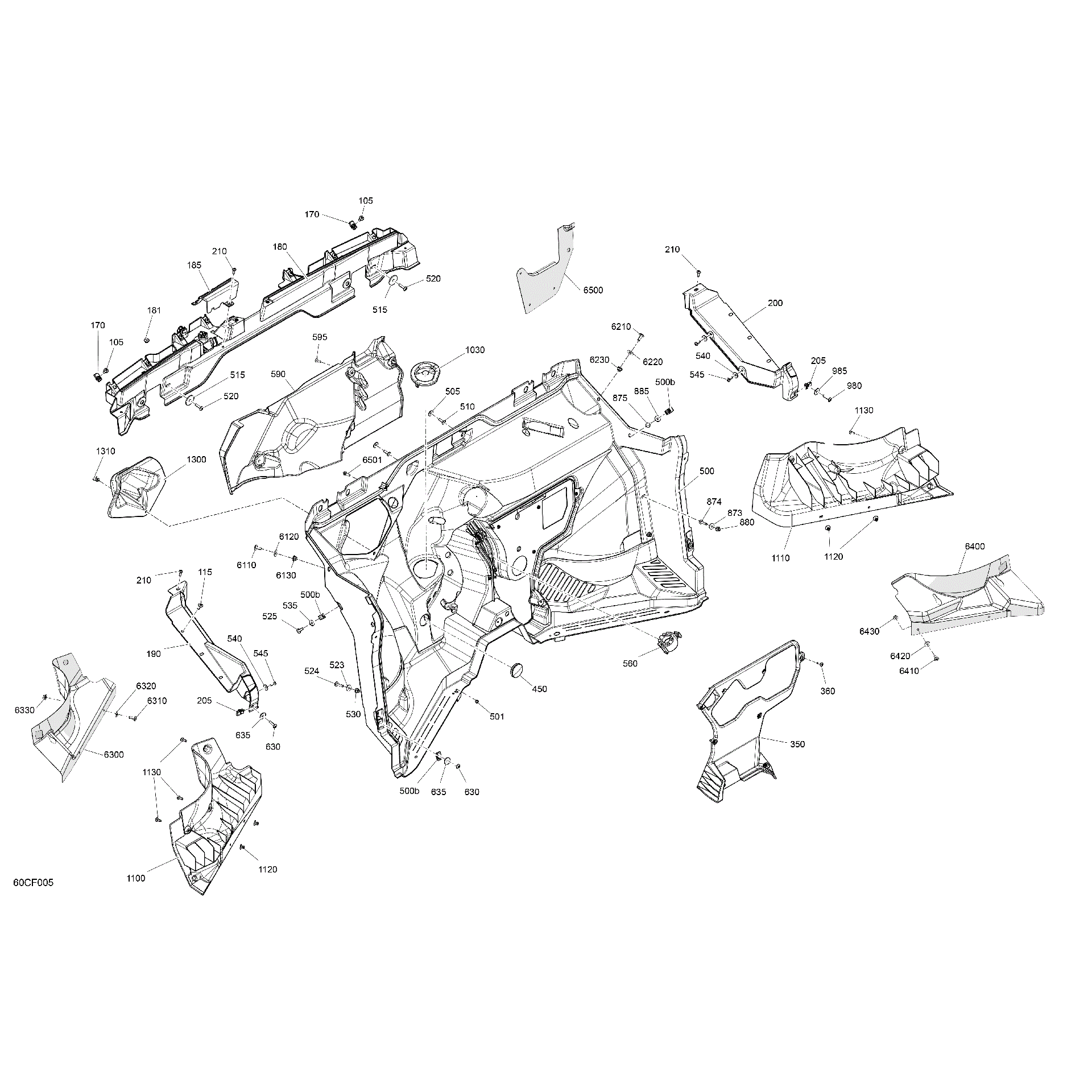 An Image of a Genuine Can-Am Parts Schematic Diagram showing the schematic - CAB INTERIOR - FIREWALL