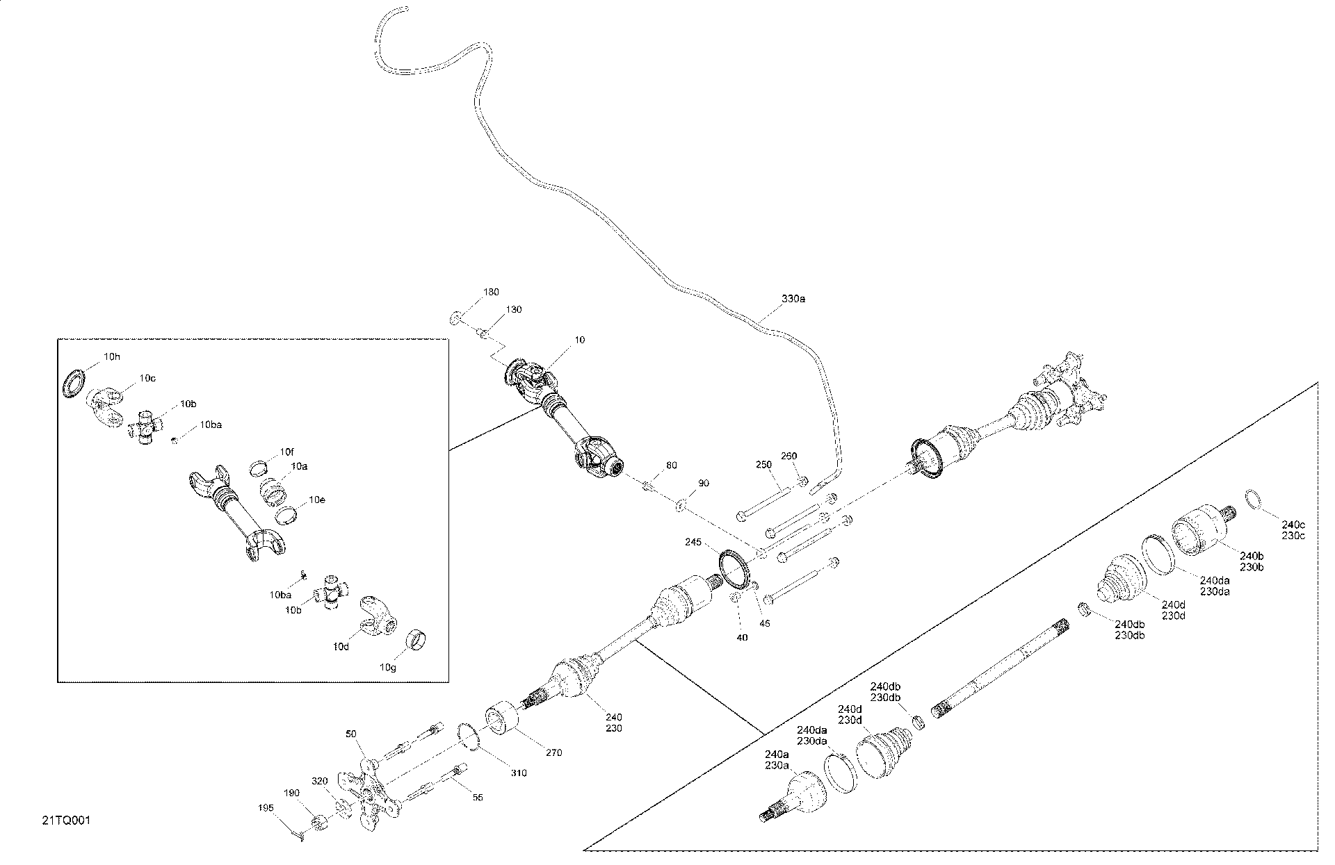 An Image of a Genuine Can-Am Parts Schematic Diagram showing the schematic - DRIVE - REAR - COMMON PARTS - NO MAX