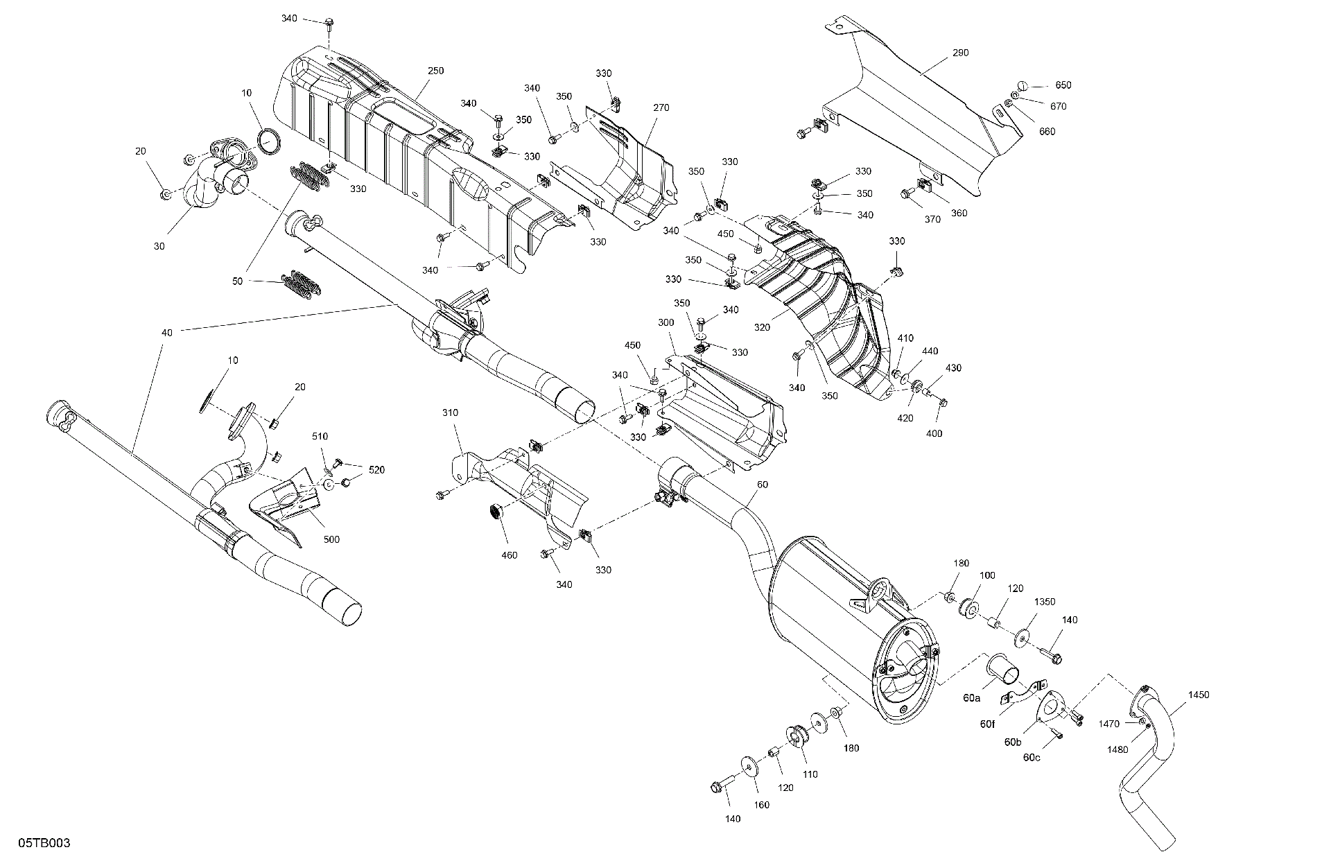 An Image of a Genuine Can-Am Parts Schematic Diagram showing the schematic - ENGINE - EXHAUST