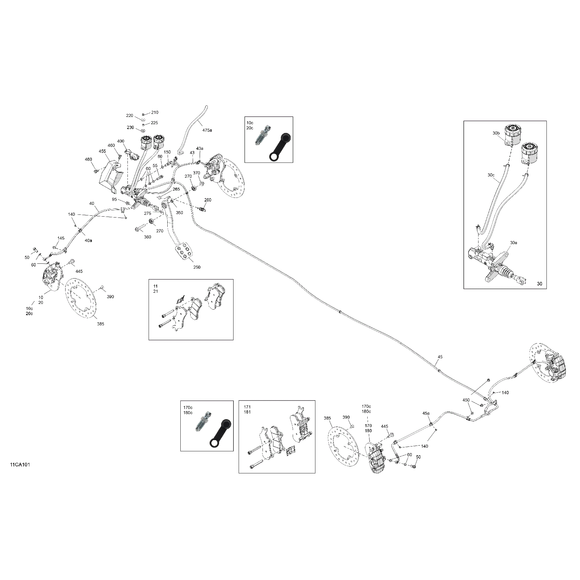 An Image of a Genuine Can-Am Parts Schematic Diagram showing the schematic - MECHANIC - BRAKE SYSTEM - DPS