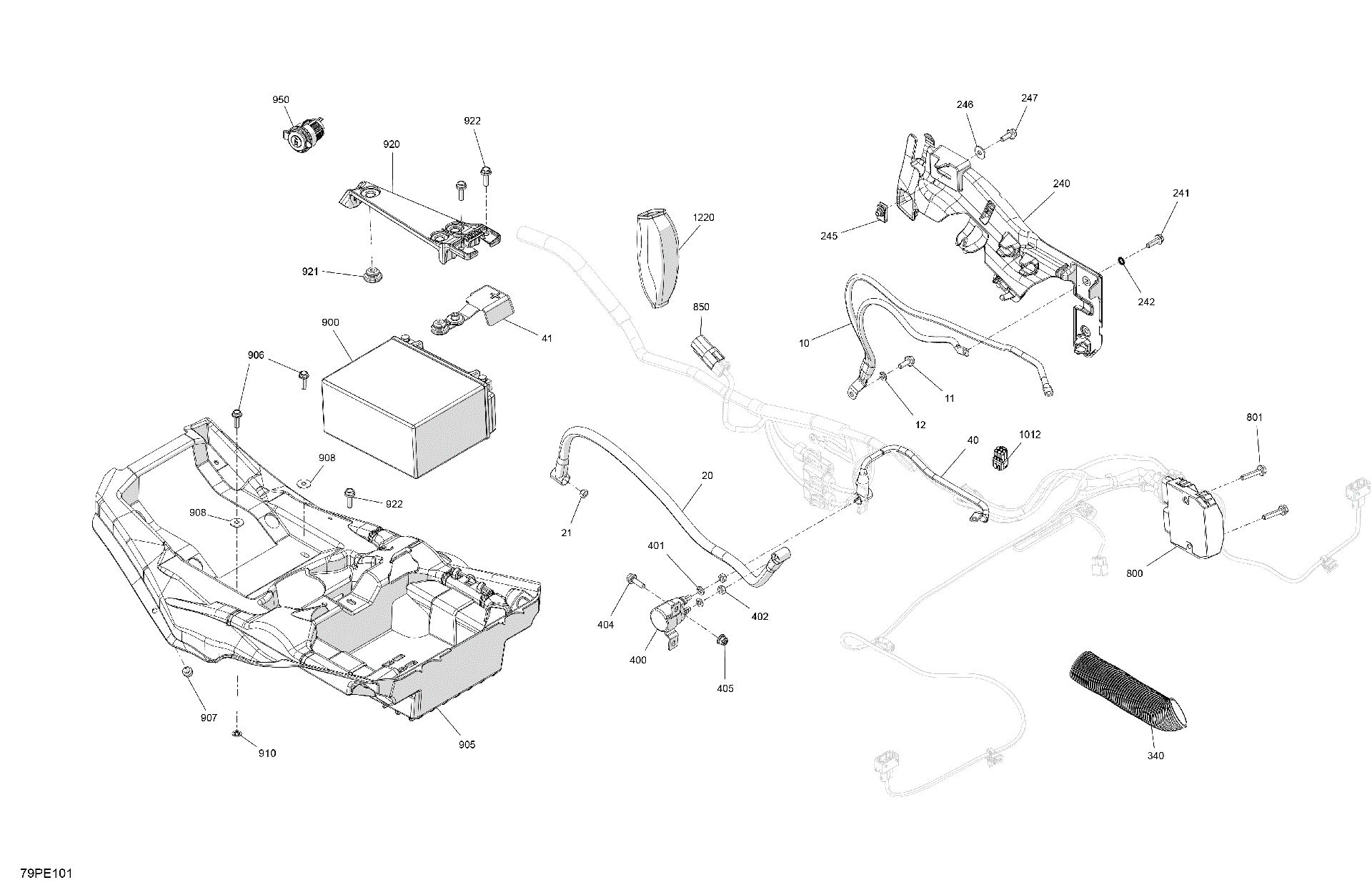 An Image of a Genuine Can-Am Parts Schematic Diagram showing the schematic - ELECTRIC - REAR SECTION