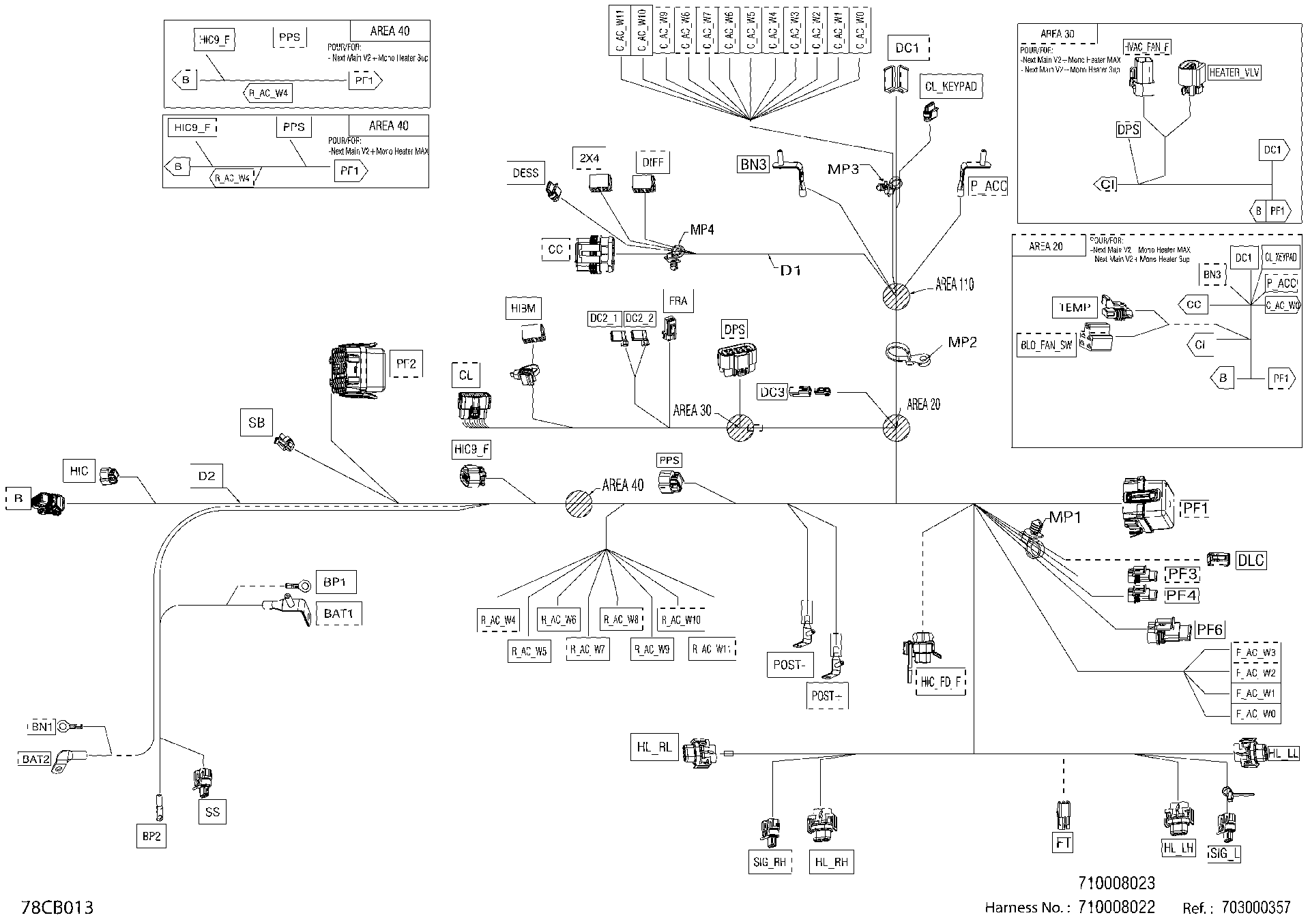 An Image of a Genuine Can-Am Parts Schematic Diagram showing the schematic - ELECTRIC - MAIN HARNESS - 710008022