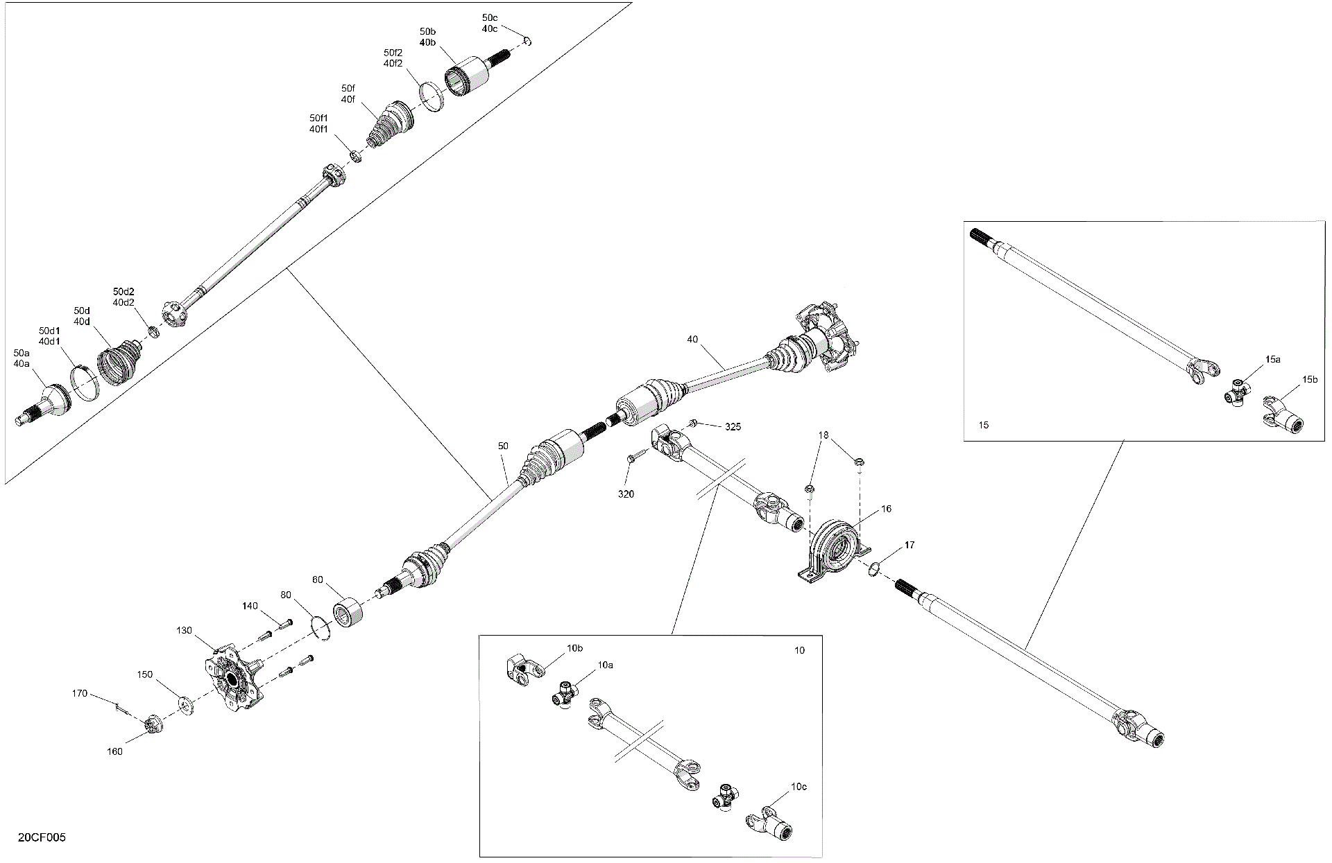 An Image of a Genuine Can-Am Parts Schematic Diagram showing the schematic - DRIVE - FRONT - COMMON PARTS