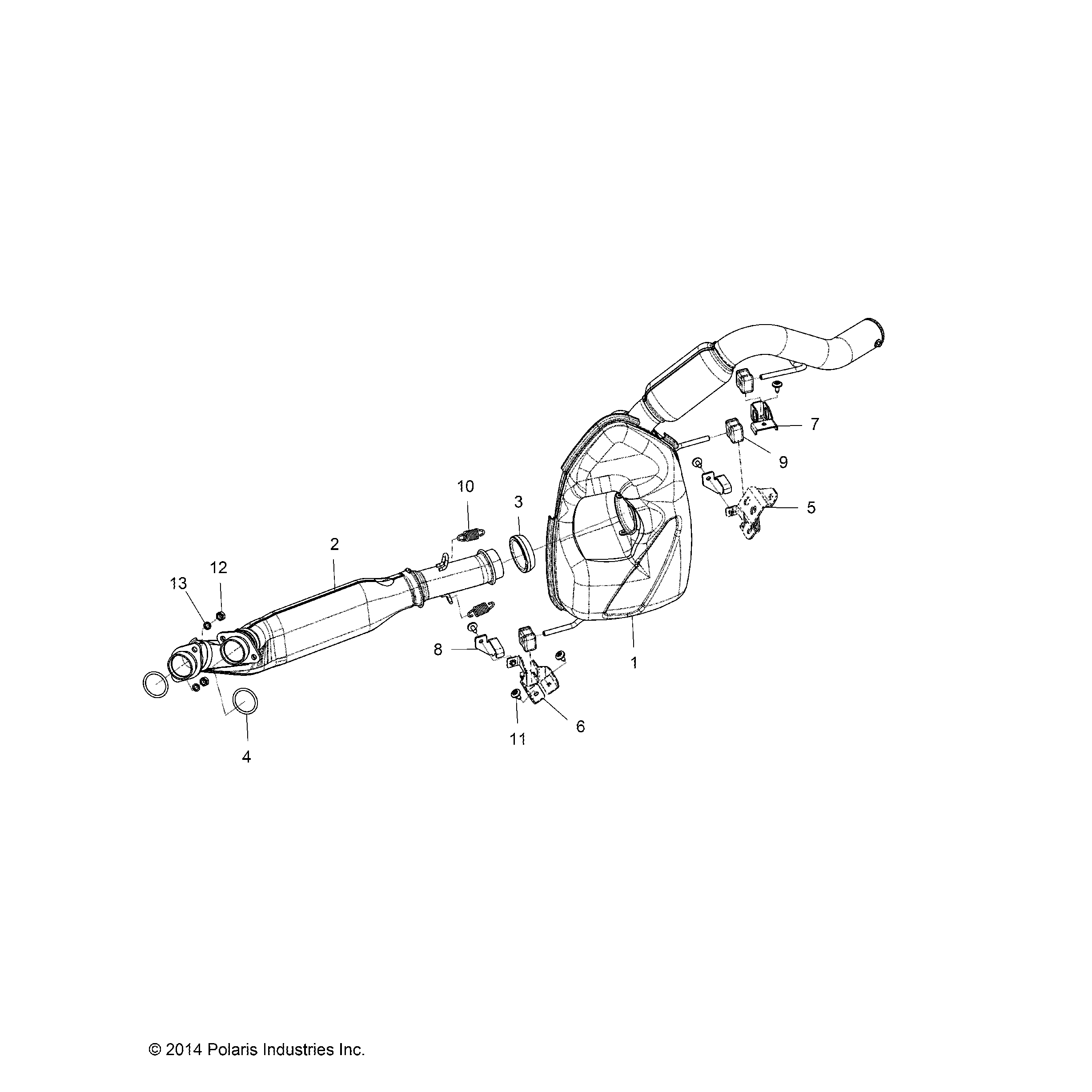An Image of a Genuine Polaris Parts Schematic Diagram showing the schematic - ENGINE: EXHAUST - 2015 POLARIS SPORTSMAN TOURING 1000