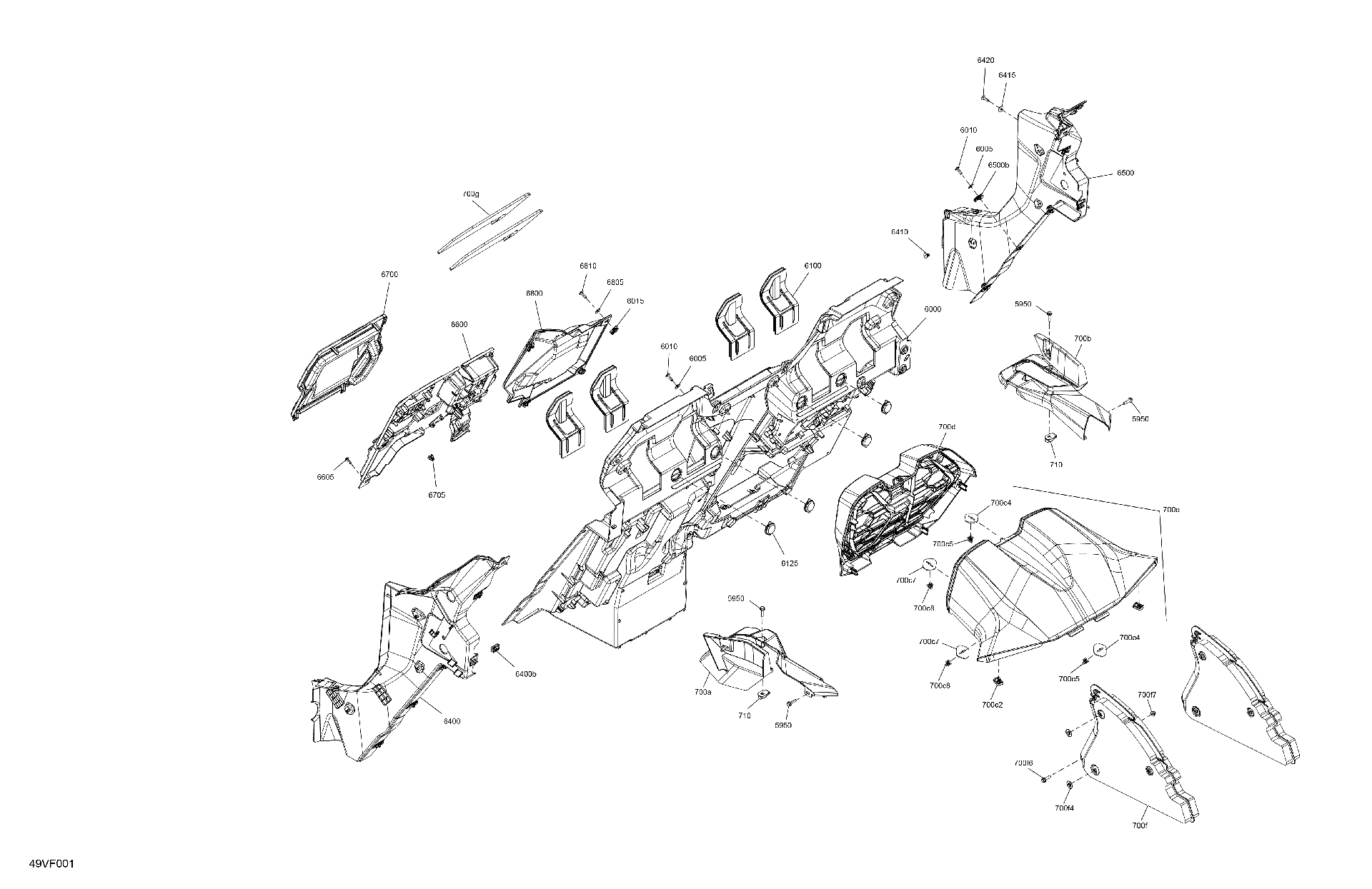 An Image of a Genuine Can-Am Parts Schematic Diagram showing the schematic - CAB INTERIOR - BACK WALL