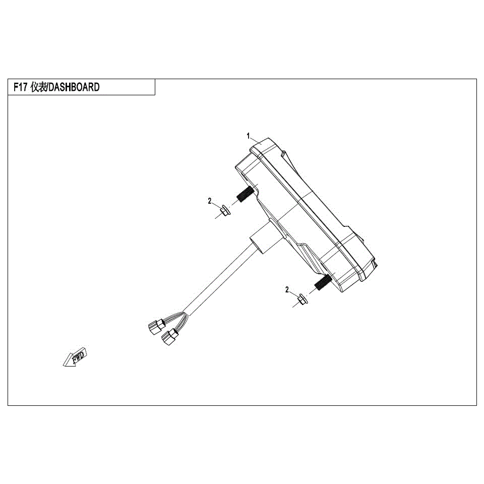 An Image of a genuine CFMOTO Parts Schematic Diagram showing the group - DASHBOARD - 2017 CFMOTO CFORCE 500 S