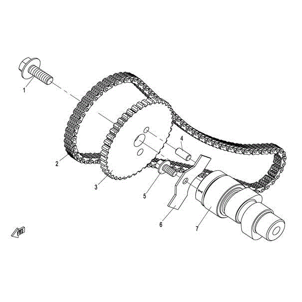 An Image of a genuine CFMOTO Parts Schematic Diagram showing the group - CAMSHAFT OF CYLINDER 1 ASSY - 2015 CFMOTO CFORCE 800 X8